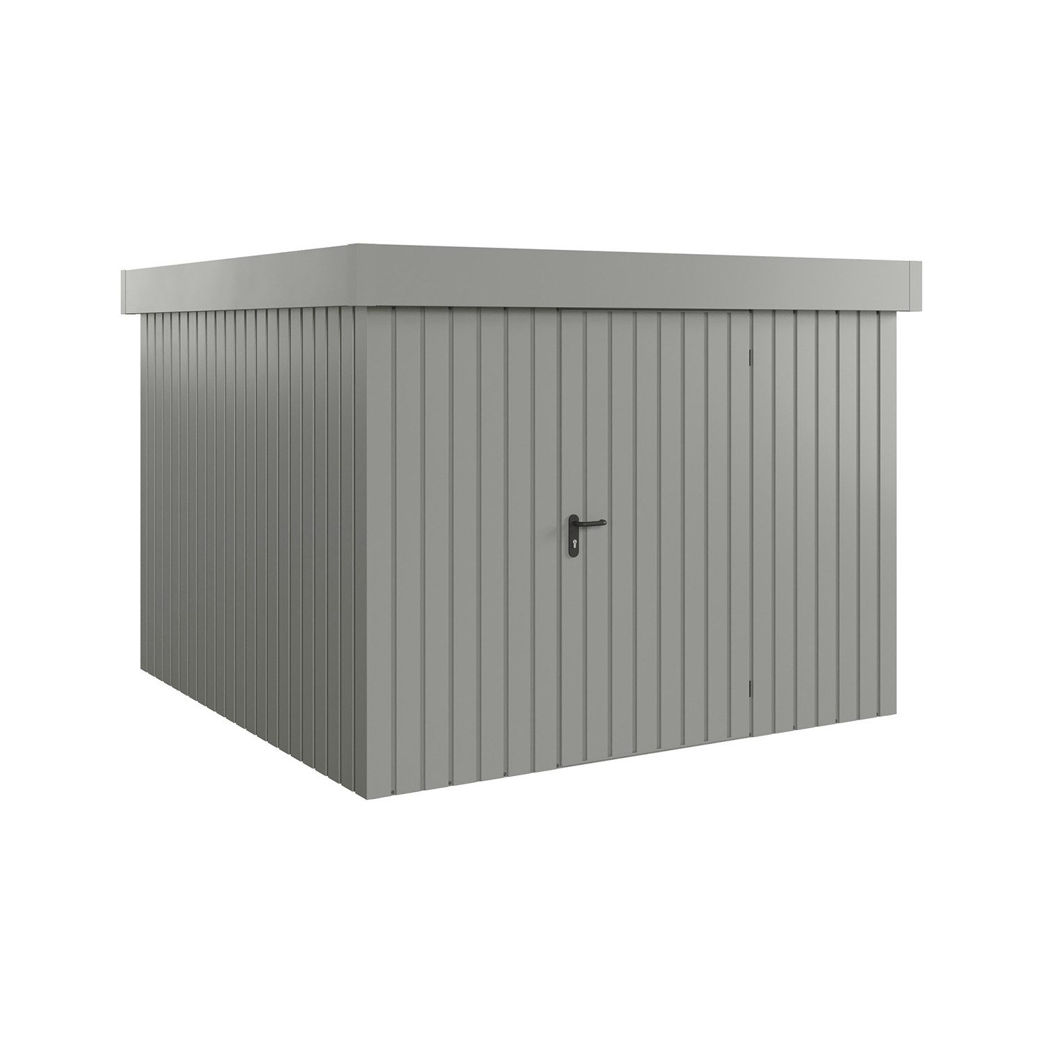 Hörmann Ecostar Gerätehaus Metall-Gerätehaus "Euroline Trend", BxT: 262x262 cm, mit Flachdach, graualuminium, 1-flüglige Tü