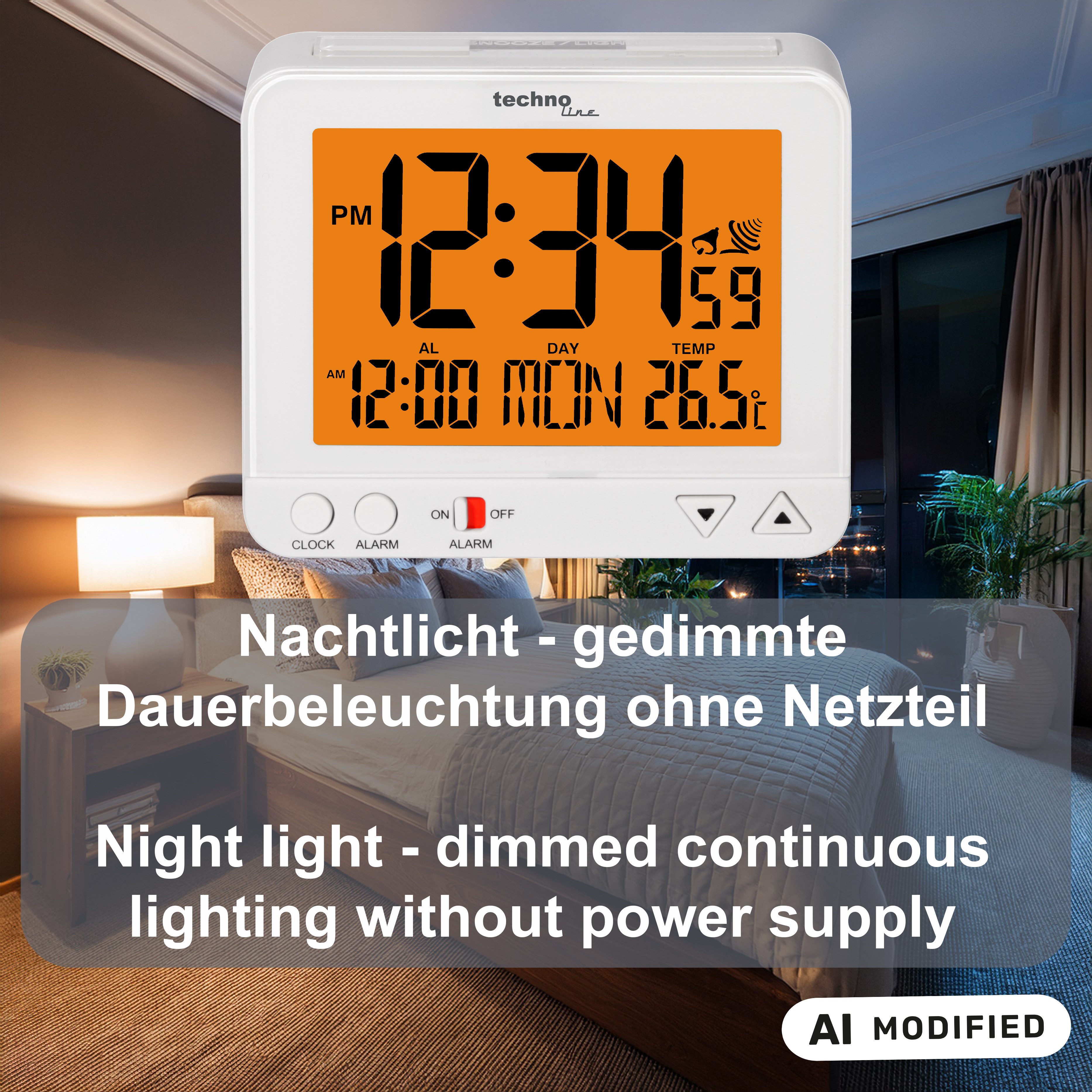 technoline Funkwecker WT 195 mit Nachtlicht-Funktion – Bild 5 von 5