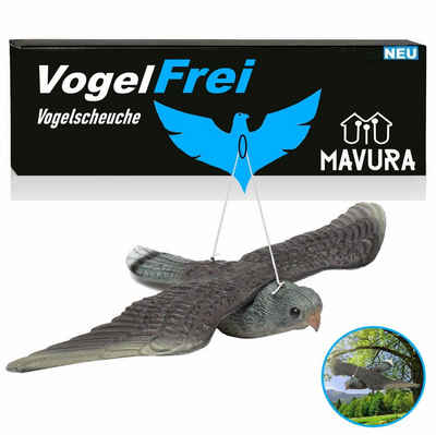 MAVURA Vogel-Schreck VogelFrei Vogelschreck Falke Attrappe Fliegender Greifvogel, Vogelscheuche Raubvogel Taubenabwehr Taubenschreck, Vogelabwehr Kunststoff Naturgetreuer Lebensgroßer Vogel