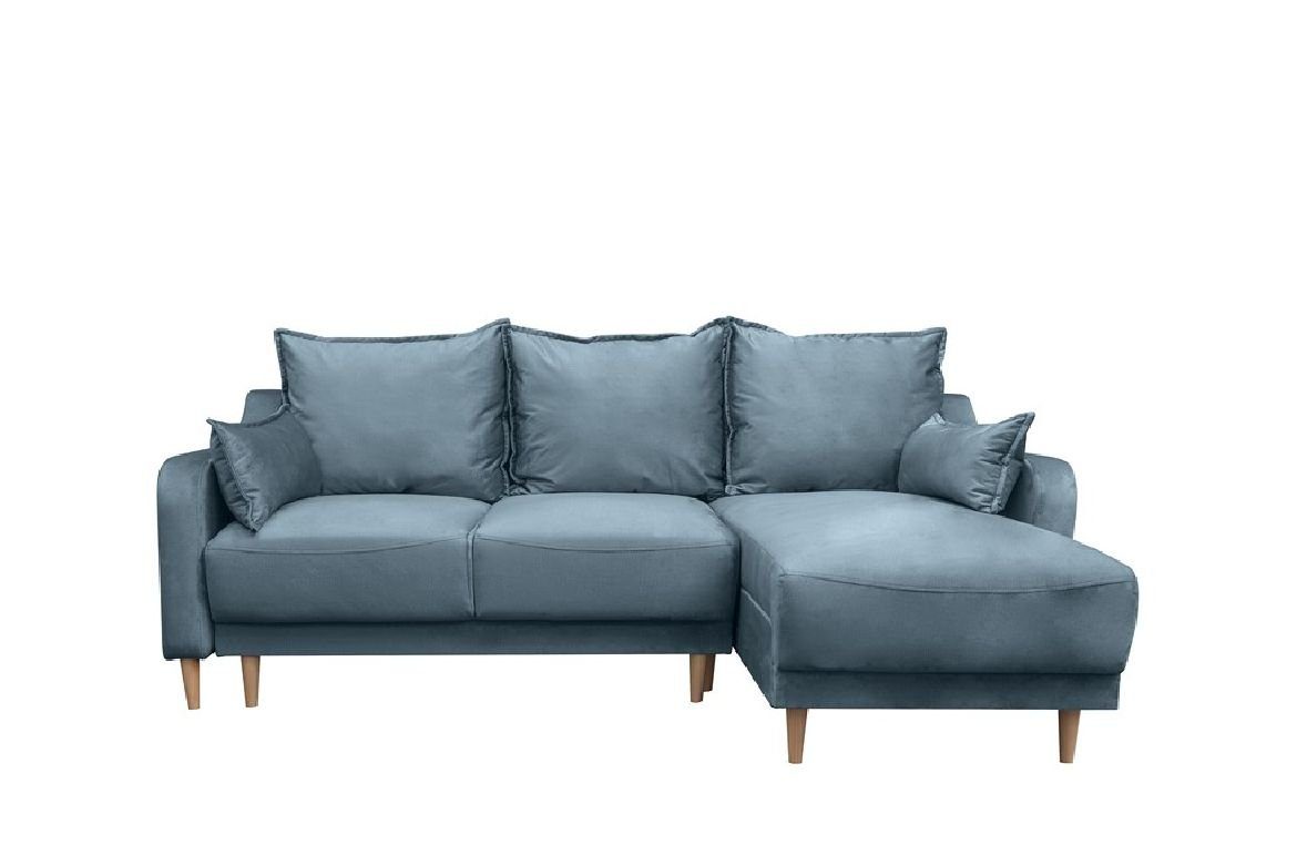 Bettfunktion Bettfunktion Bettkasten Mit JVmoebel Ecksofa Designer Sofa Blau mit Sofa Schlafsofa, L-Form