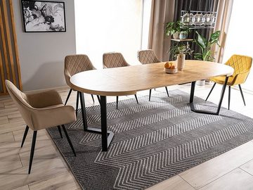 designimpex Esszimmerstuhl 2er Set Design Esszimmerstuhl STS-111 Beige Schwarz Samt Stuhl Stühle