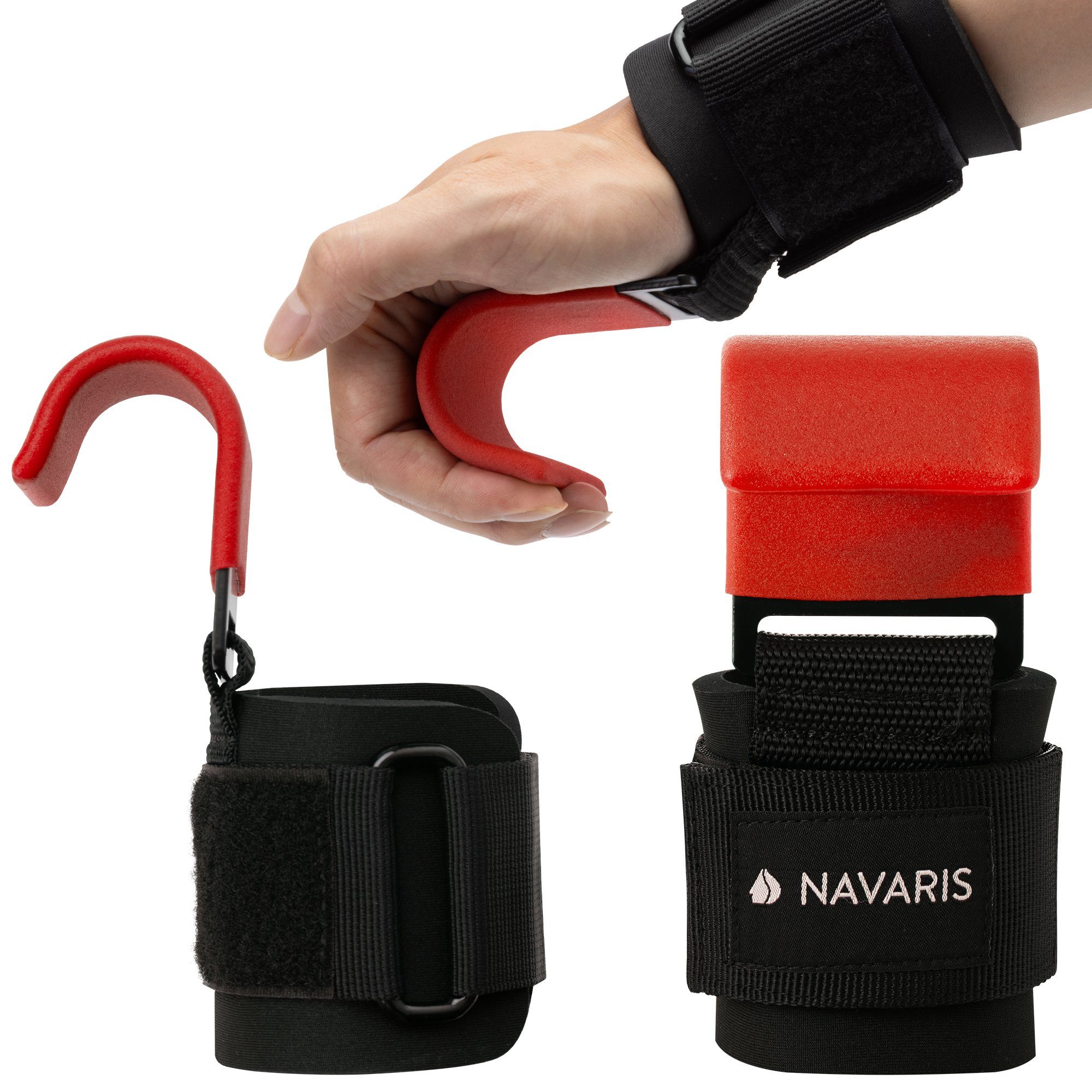 Zughilfen mit Haken für Krafttraining - Zughilfe Set für Fitness Hebeband