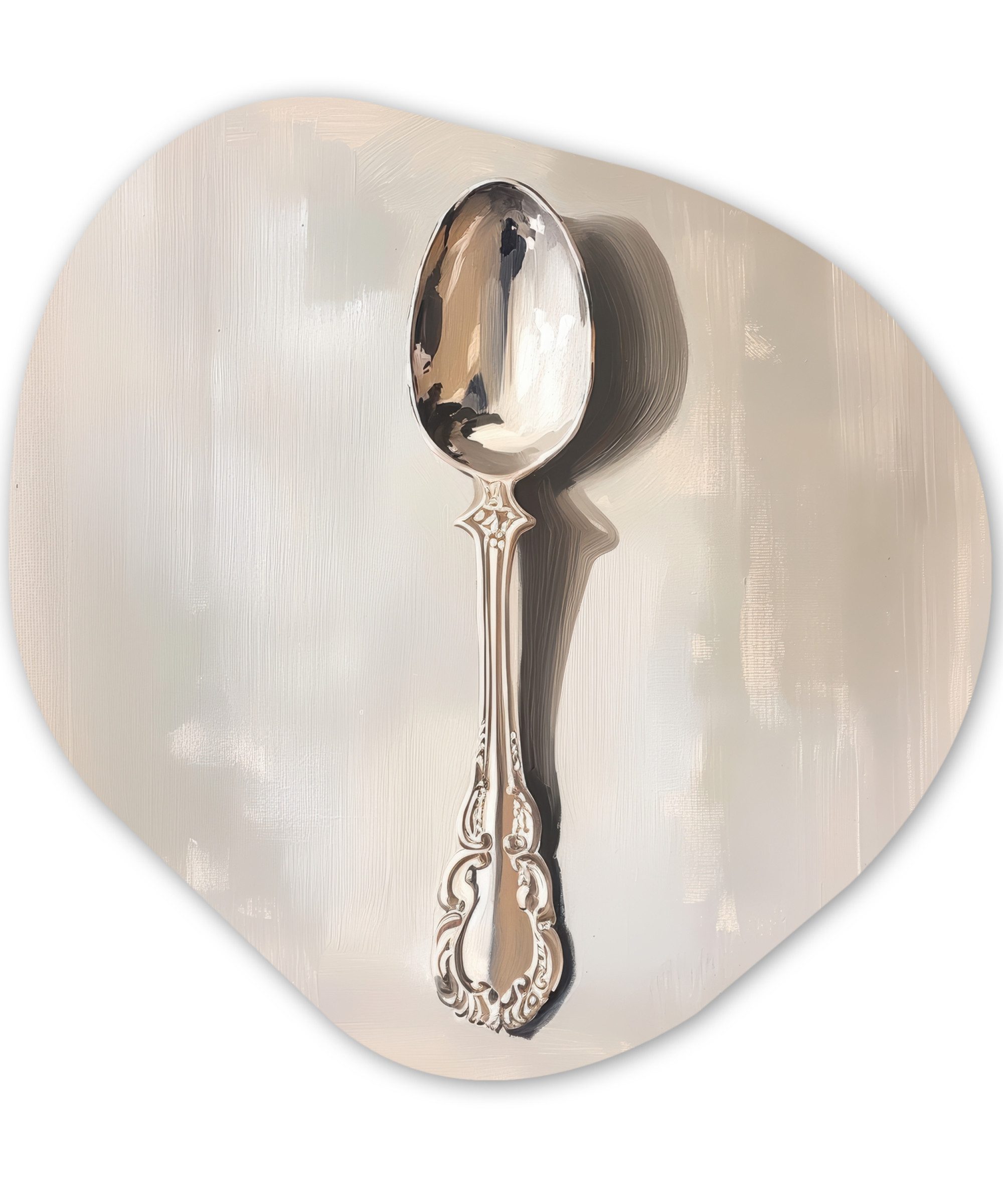 MuchoWow Gemälde Löffel - Farbe - Silber, Fotodruck (1 St), Wandbild Abstrakt, Wohnzimmer Schlafzimmer Wanddekoration, 40x40 cm