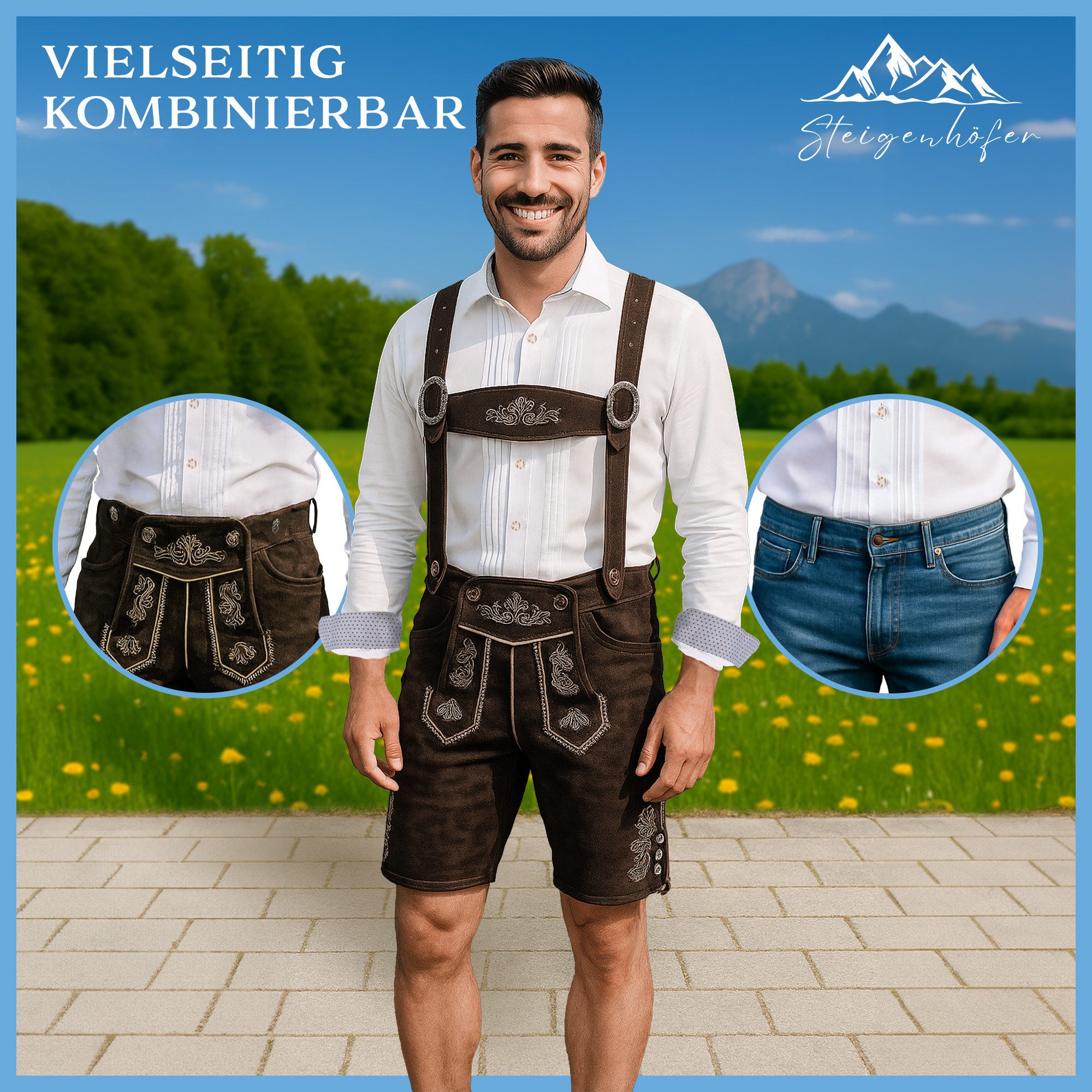 Steigenhöfer Manufaktur Trachtenhemd Langarm - Victor - Herren Hemd mit Kentkragen & Hornoptik-Knöpfe Traditionell bayrisches Hemd mit angenehmen Tragekomfort - – Bild 5 von 5