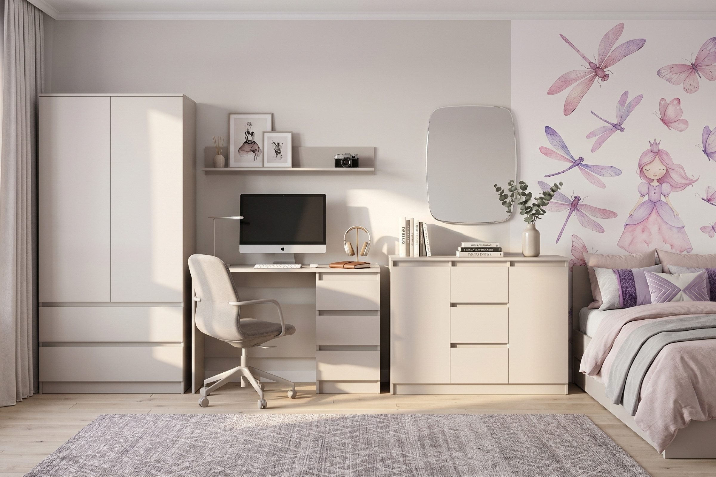 Deine Möbel 24 Jugendzimmer-Set Kinderzimmer-Set SIMO A, mit Kleiderschrank, Schreibtisch und Kommode, (Set, 3-tlg., SIMO - Kollektion), Kindermöbel-Set SIMO A  – Bild 4 von 5
