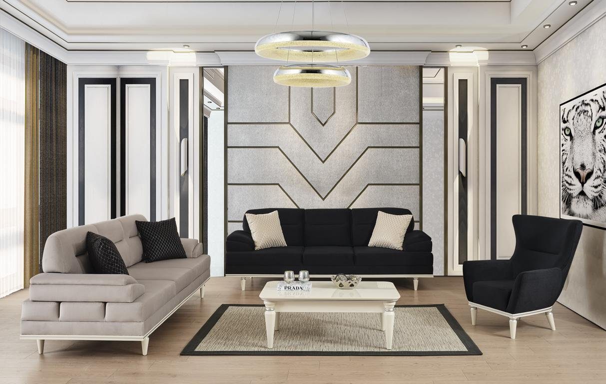 Couchen, Set Sofa Modernes Wohnzimmer Sofa Beige Stoffcouch Europa Made Design JVmoebel in