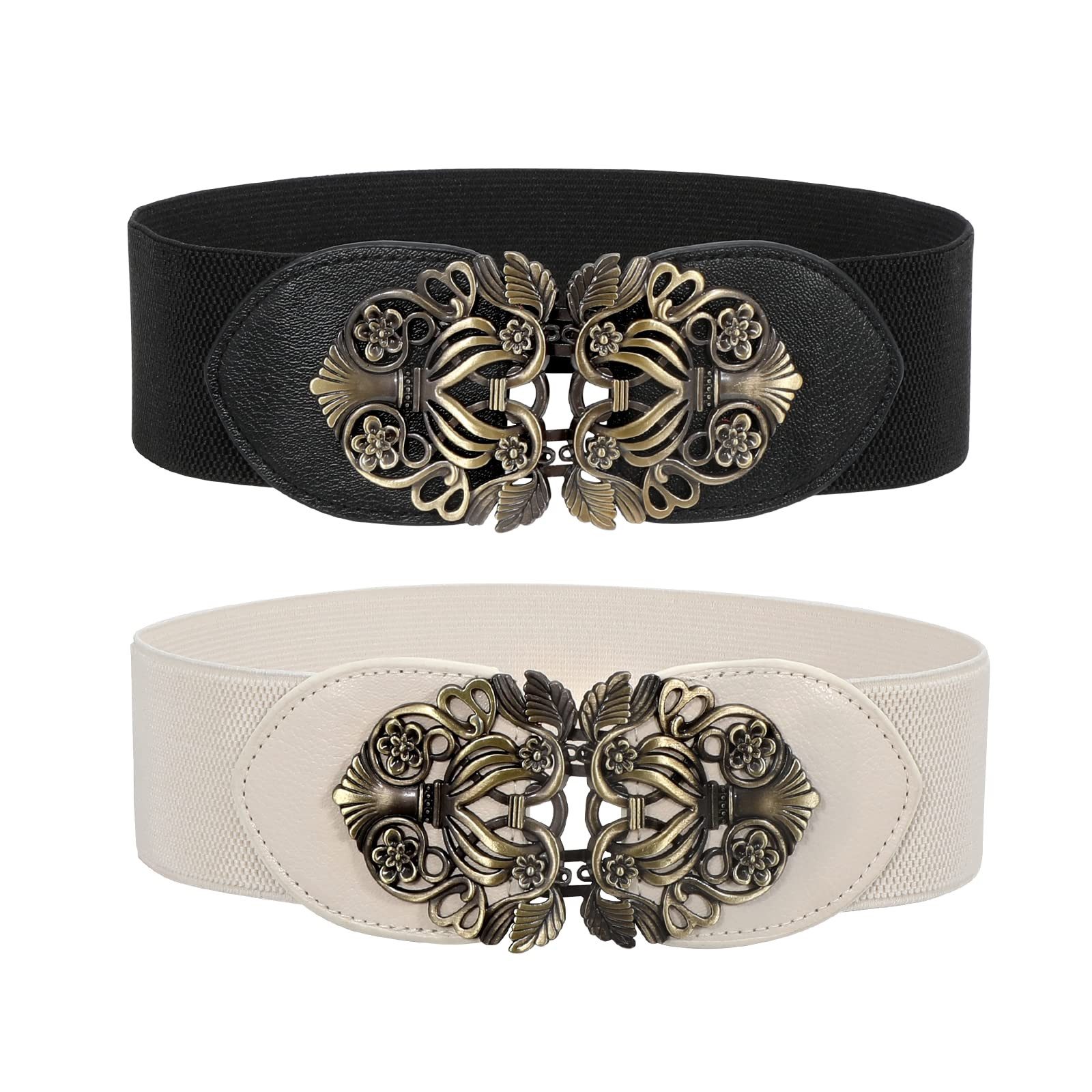Bwecuy Taillengürtel Breiter Elastischer Taillengürtel für Frauen, Breite Retro Mode Cinch Damen Vintage Stretchy Taille Gürtel für Kleider