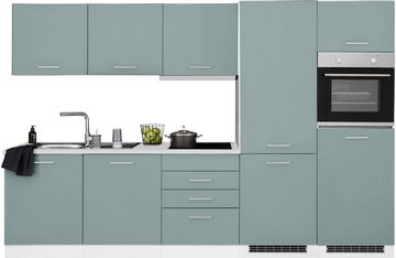HELD MÖBEL Küchenzeile Visby, mit E-Geräten, 300 cm, mit Kühl/Gefrierkombination und Geschirrspüler