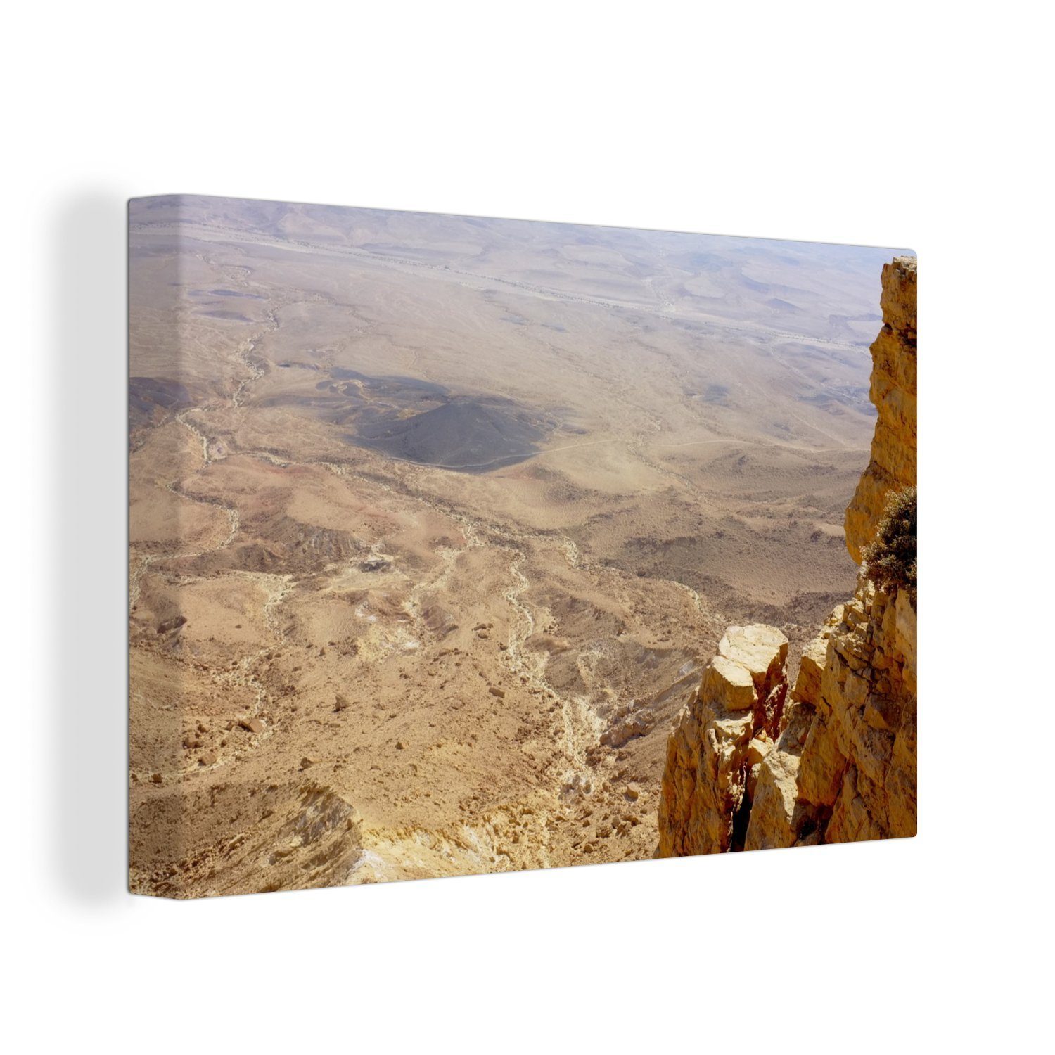 OneMillionCanvasses® Leinwandbild Luftaufnahme der Wüste in Makhtesh Ramon, (1 St), Wandbild Leinwandbilder, Aufhängefertig, Wanddeko, 30x20 cm