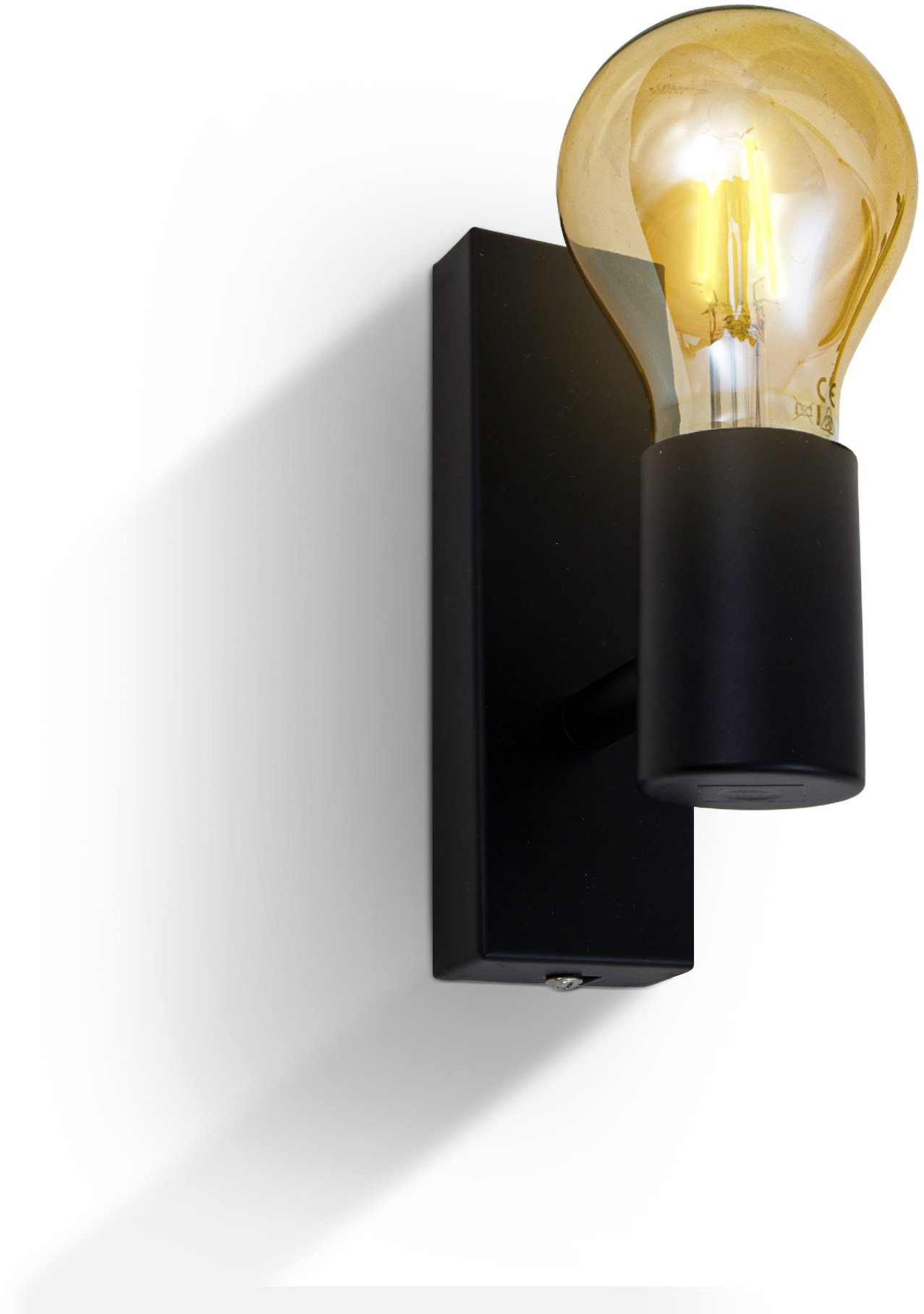 E27 Wandlampe Retro Flur wechselbar, Industrie Vintage LED Leuchtmittel Warmweiß, Wandspot matt Wohnzimmer B.K.Licht Wandleuchte,