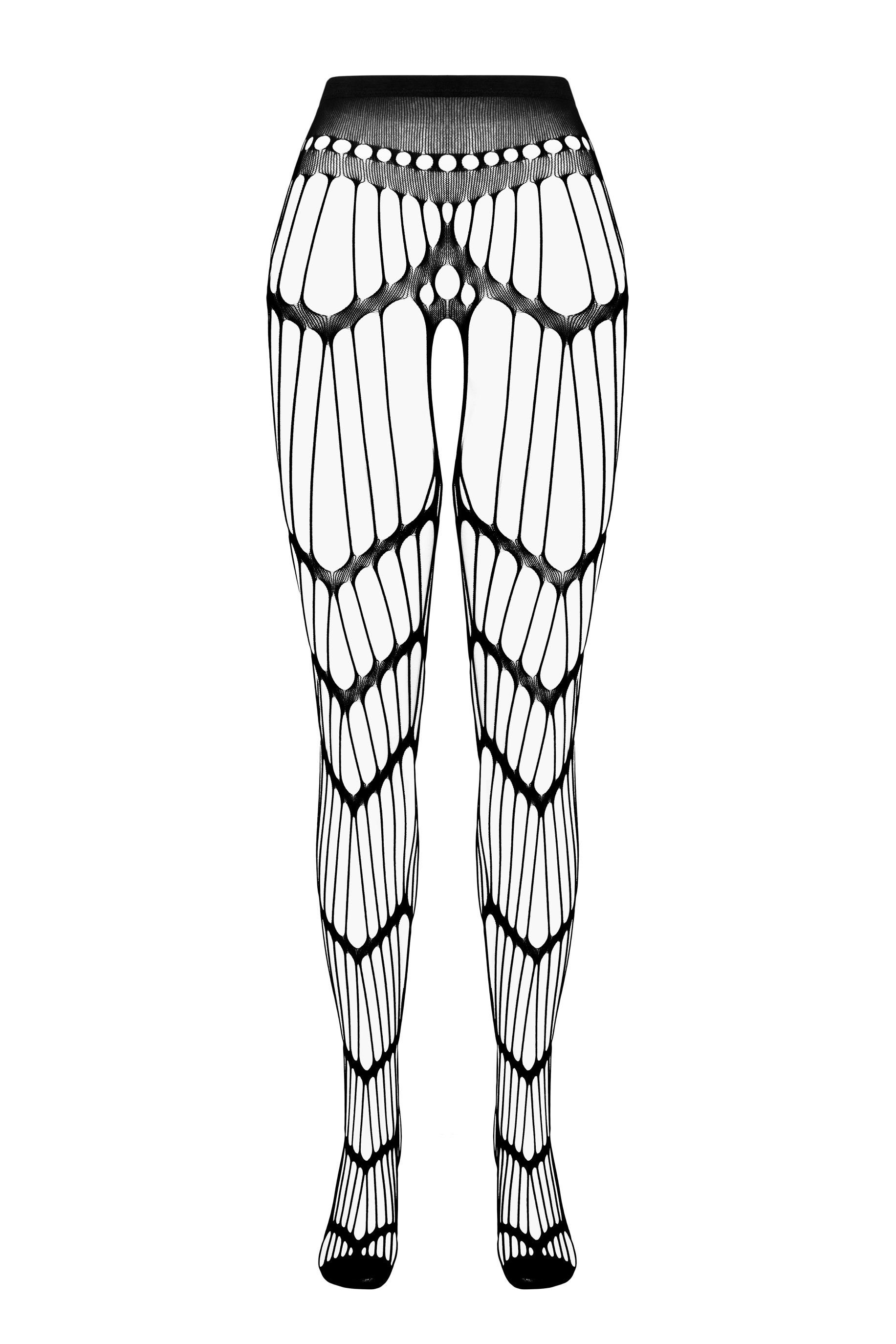 Passion Strapsstrümpfe Strapsstrümpfe schwarz Ouvert-Strumpfhose Netz elastisch (1-Paar)