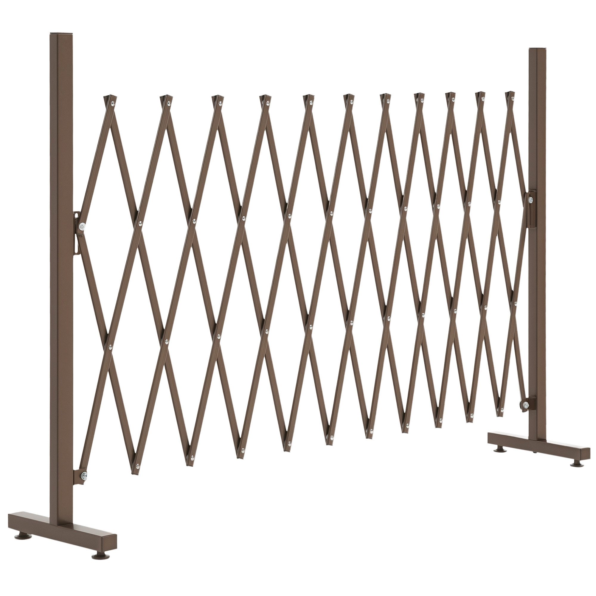 Outsunny Zaun Scherensperre ausziehbar Garten Alu Braun H103,5cm, (Absperrgitter, 1-St., Scherengitter), 35-300cm