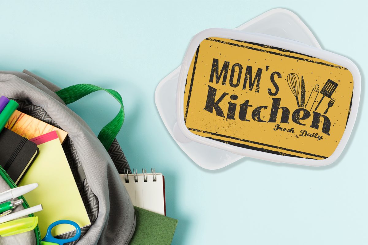 MuchoWow Lunchbox Mama und für - und Kunststoff, Kinder Brotdose, Mädchen Küche - Jungs (2-tlg), Erwachsene, Vintage, für Brotbox weiß