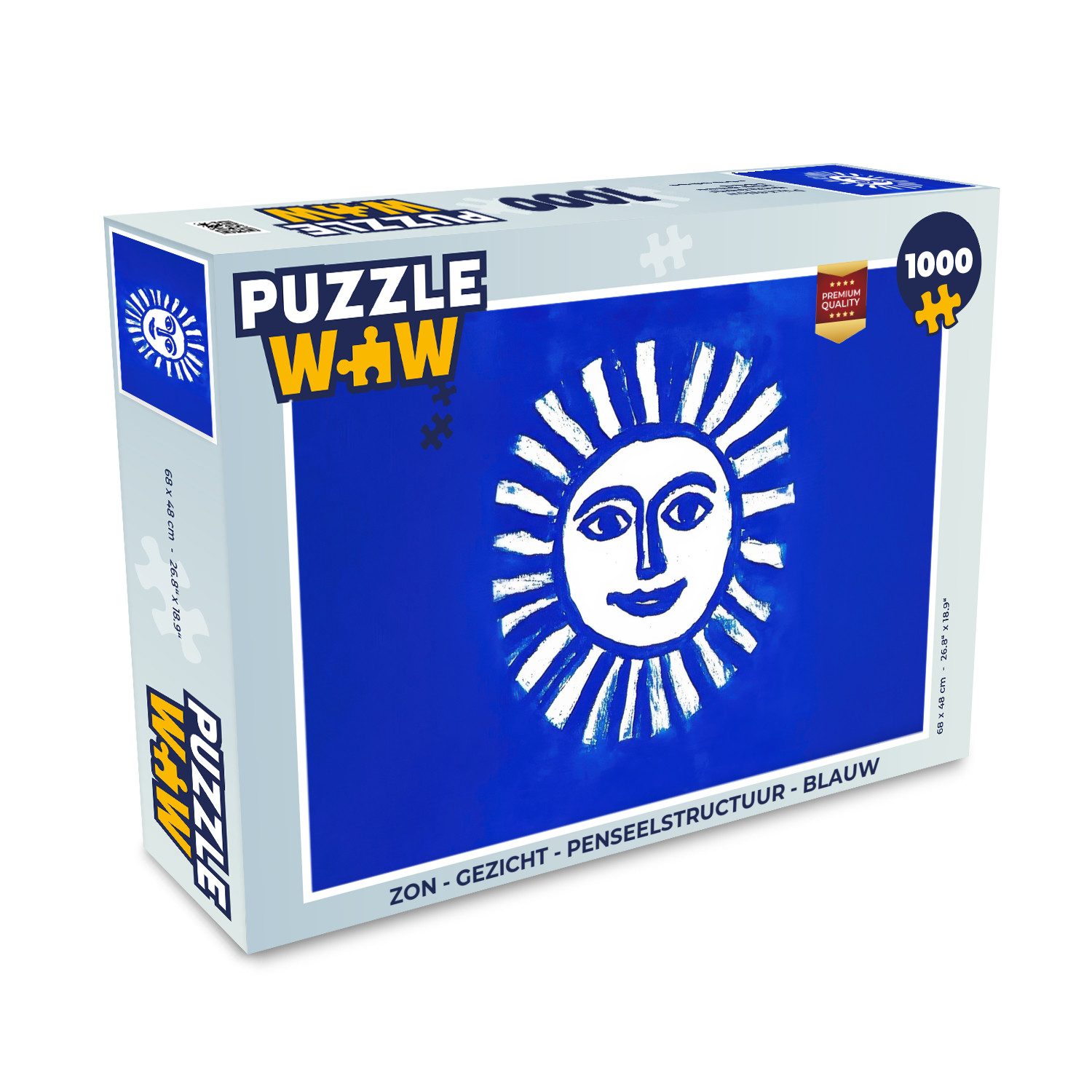 Puzzle Sonne - Gesicht - Bürstentextur - Blau