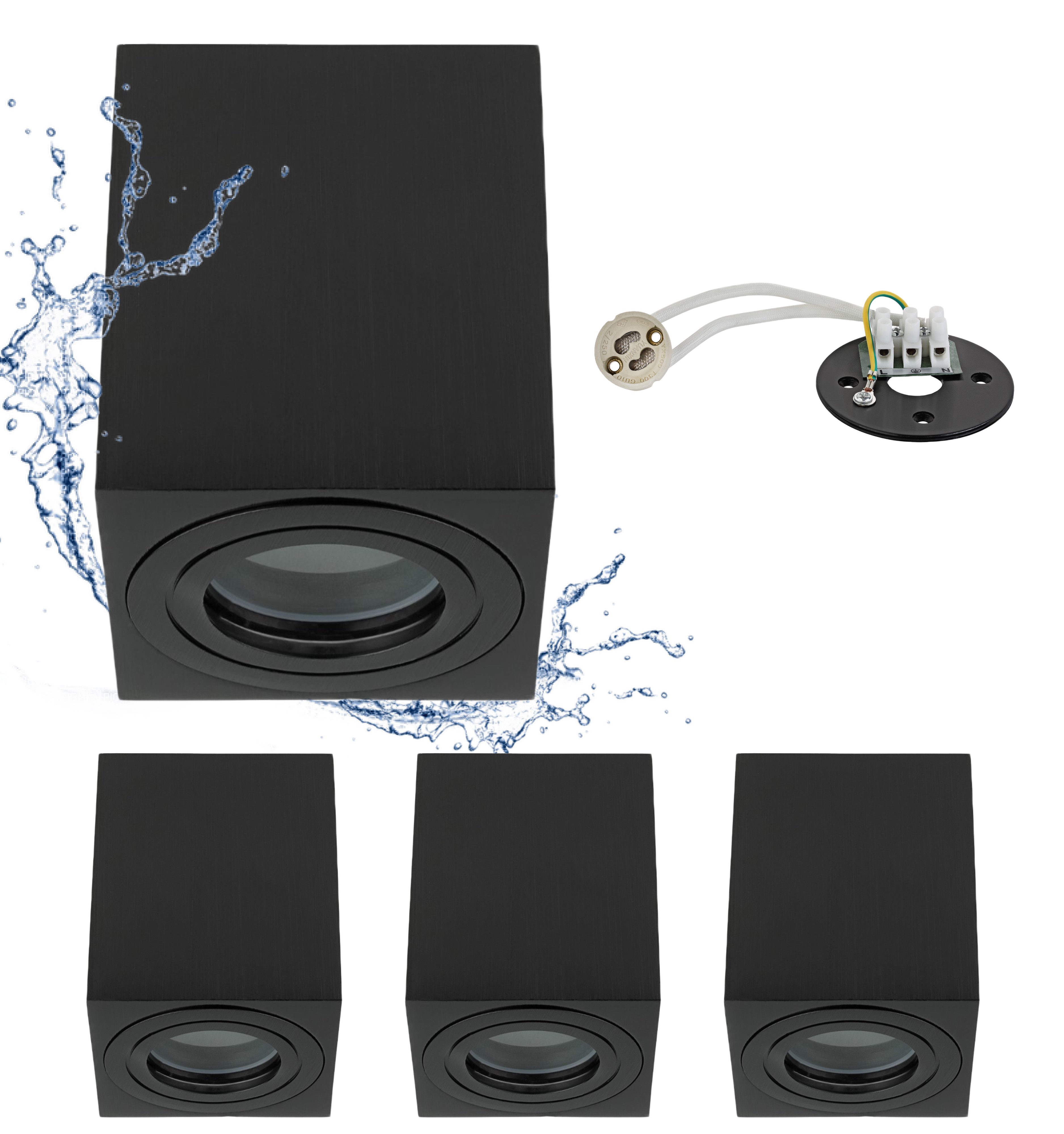 Sweet LED Aufbauleuchte 4er Set GU10 für Bad & Küche IP44 Deckenspots eckig günstig online kaufen