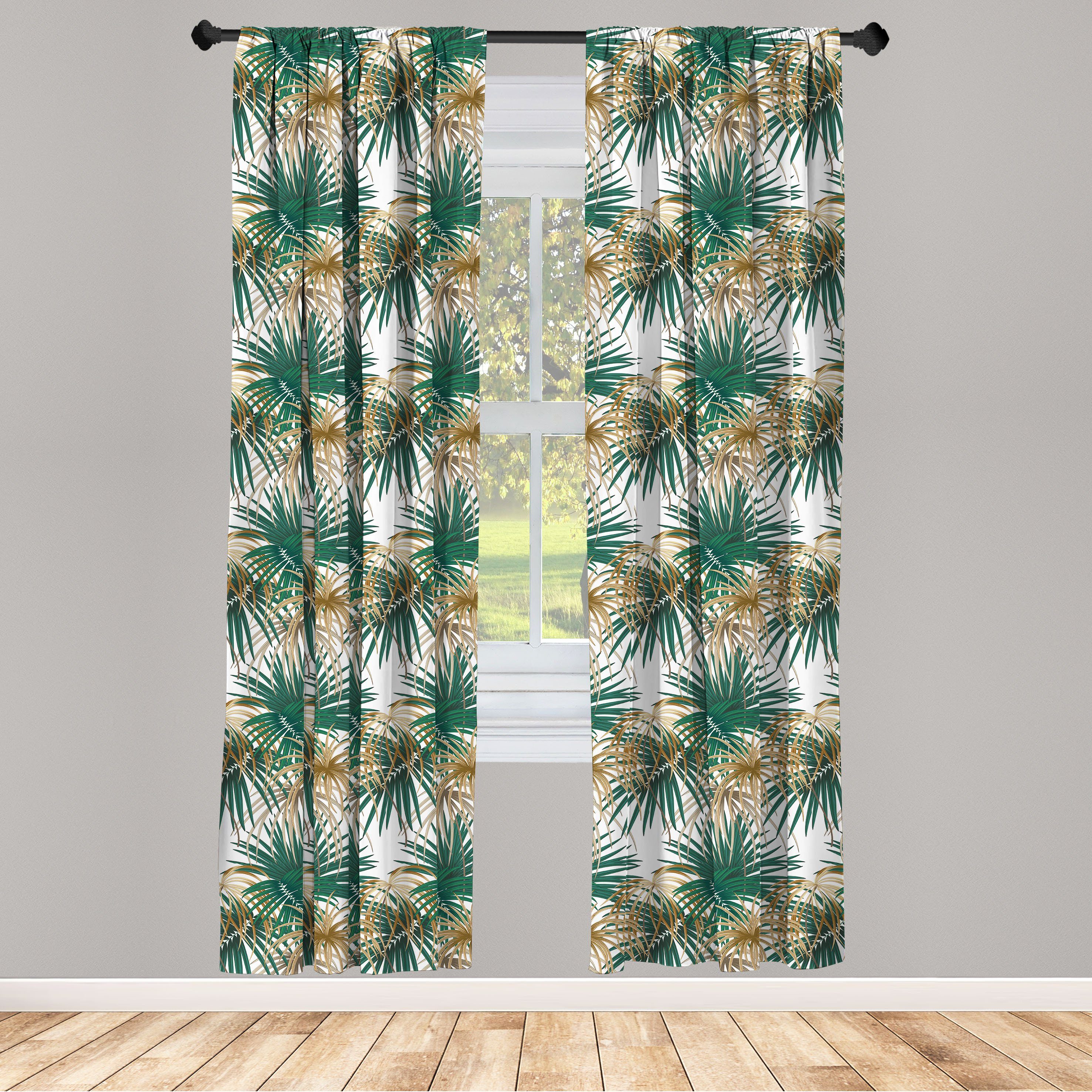 Gardine Vorhang für Wohnzimmer Schlafzimmer Dekor, Abakuhaus, Microfaser, Dschungel-Laub Lange Blattpflanzen