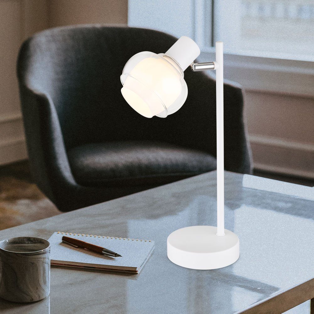 GLOBO LIGHTING Tischleuchte, Leuchtmittel nicht inklusive, Tischleuchte Beistelllampe Schreibtischlampe Schlafzimmerleuchte Weiß