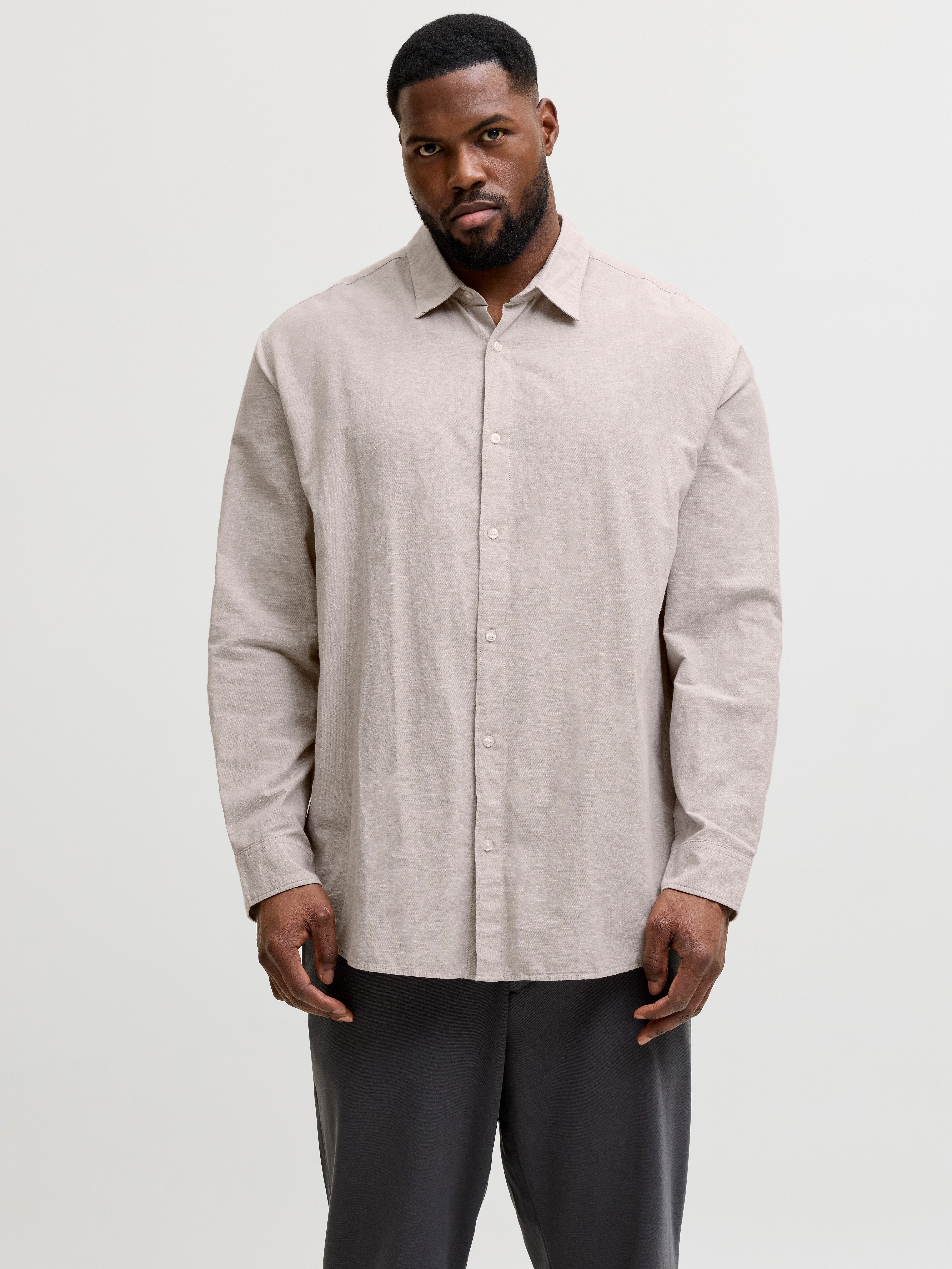 Langarmhemd JJEBREEZE LINEN BLEND SHIRT L/S SN PLS