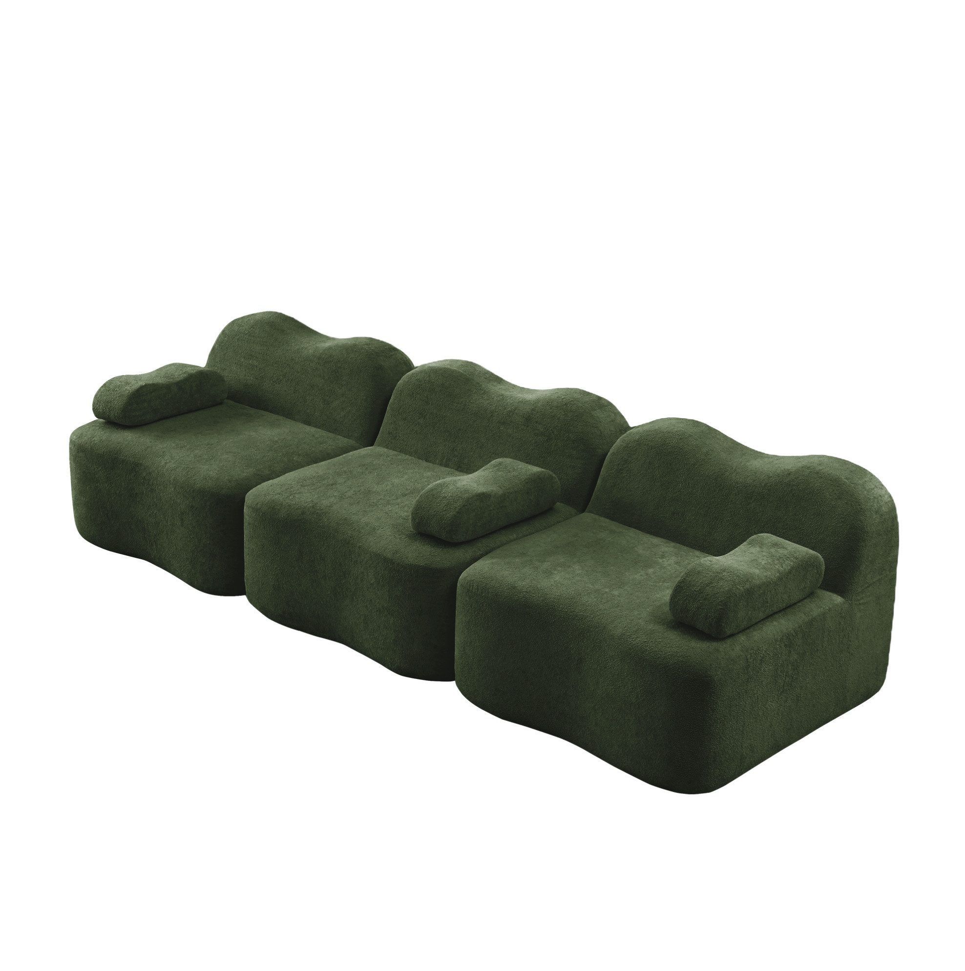 OKWISH Loungesofa rahmenloses Wohnzimmer-Sofa, mit hochwertigem Samtbezug, extra tiefer Sitzfläche und rutschhemmender Modulverbindung, geeignet für Wohnzimmer und Apartment ohne Montage 1 Teile