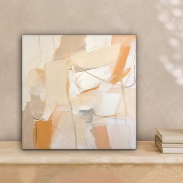 OneMillionCanvasses® Leinwandbild Abstrakt - Beige - Orange - Kunst - Modern, Orange, Beige (1 St), Wandbild, Deko Schlafzimmer Wohnzimmer 20x20 cm
