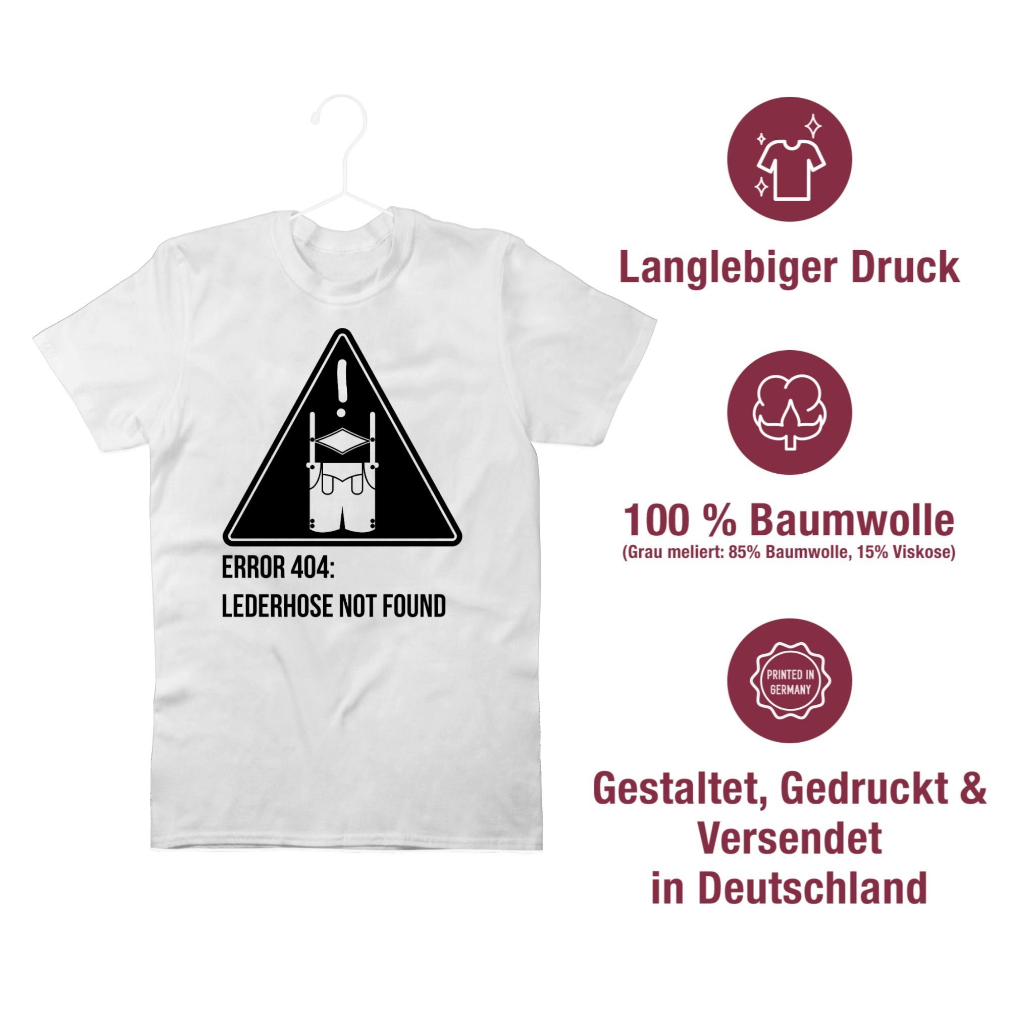 Shirtracer T-Shirt Error 404: Oktoberfest Herren für not found Mode Lederhose Weiß 2