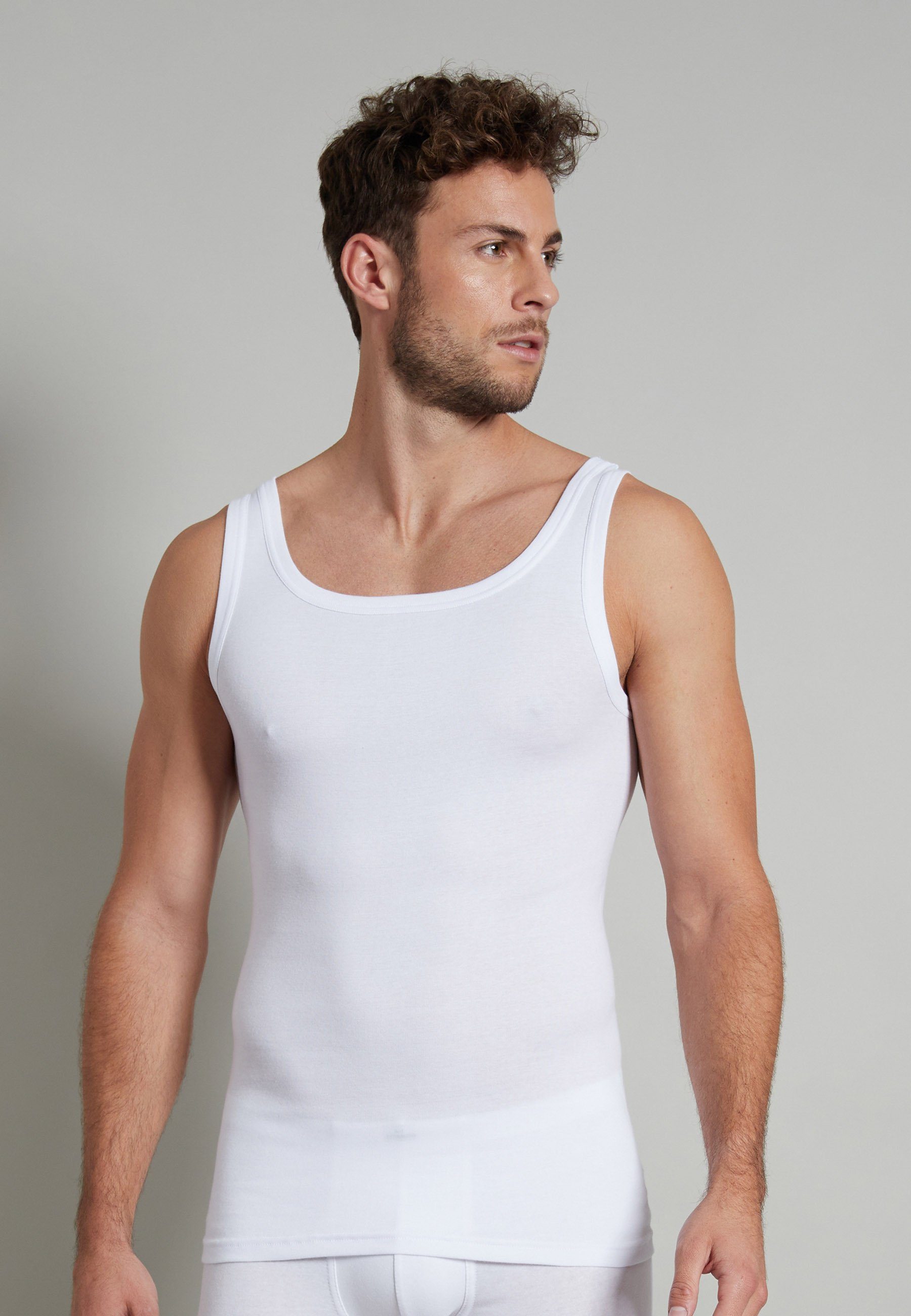 GÖTZBURG Unterhemd GÖTZBURG Herren Tank-Top weiß uni 4er Pack (4-St)