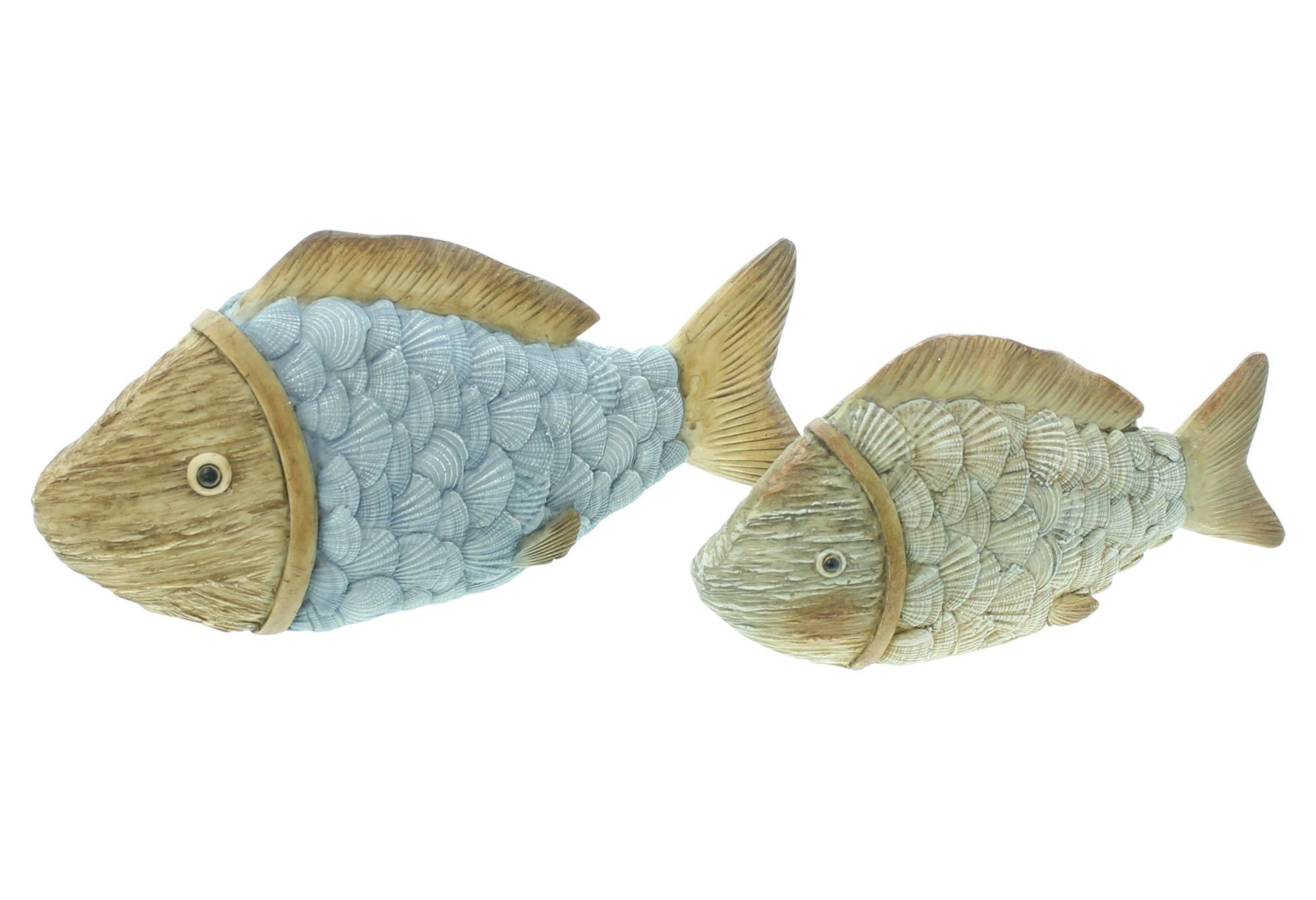 Dekofigur 2x Dekofigur Fisch Polyresin bunt 18,5+23,5cm – Dekofische