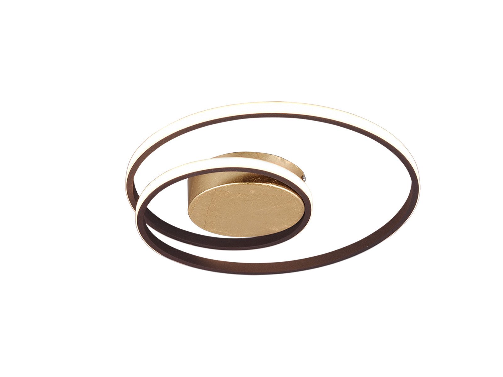 Reality Leuchten LED Deckenleuchte, Dimmfunktion, LED fest integriert, stufenweise dimmbar über Schalter, Warmweiß, Coole flache Spiralen-Leuchte aus Metall, Wandlampe innen, Rost Ø 39cm