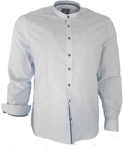 Hammerschmid Trachtenhemd Herrenhemd Stehkragen, modisch mit kleinem blauen Druckmuster