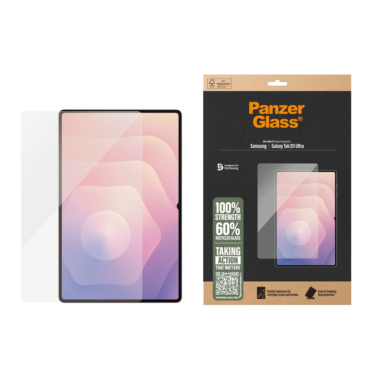 CARE by PanzerGlass Displayschutzglas Ultra-Wide Fit Screen Protector für Samsung Galaxy Tab S11 Ultra, Displayschutzfolie, Schutzfolie, Bildschirmschutz, kratz- & stoßfest