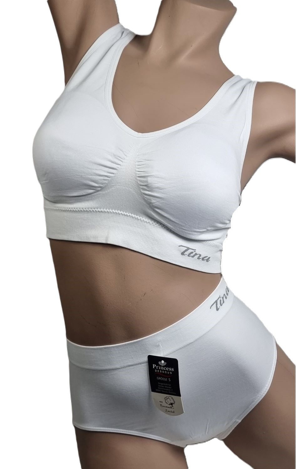 Dekker Bustier "Princess Dessous " Seamless Bustier/BH super Passform gefütterte Cup (Packung, 2 Stück) Logogschriftzug "Tina"