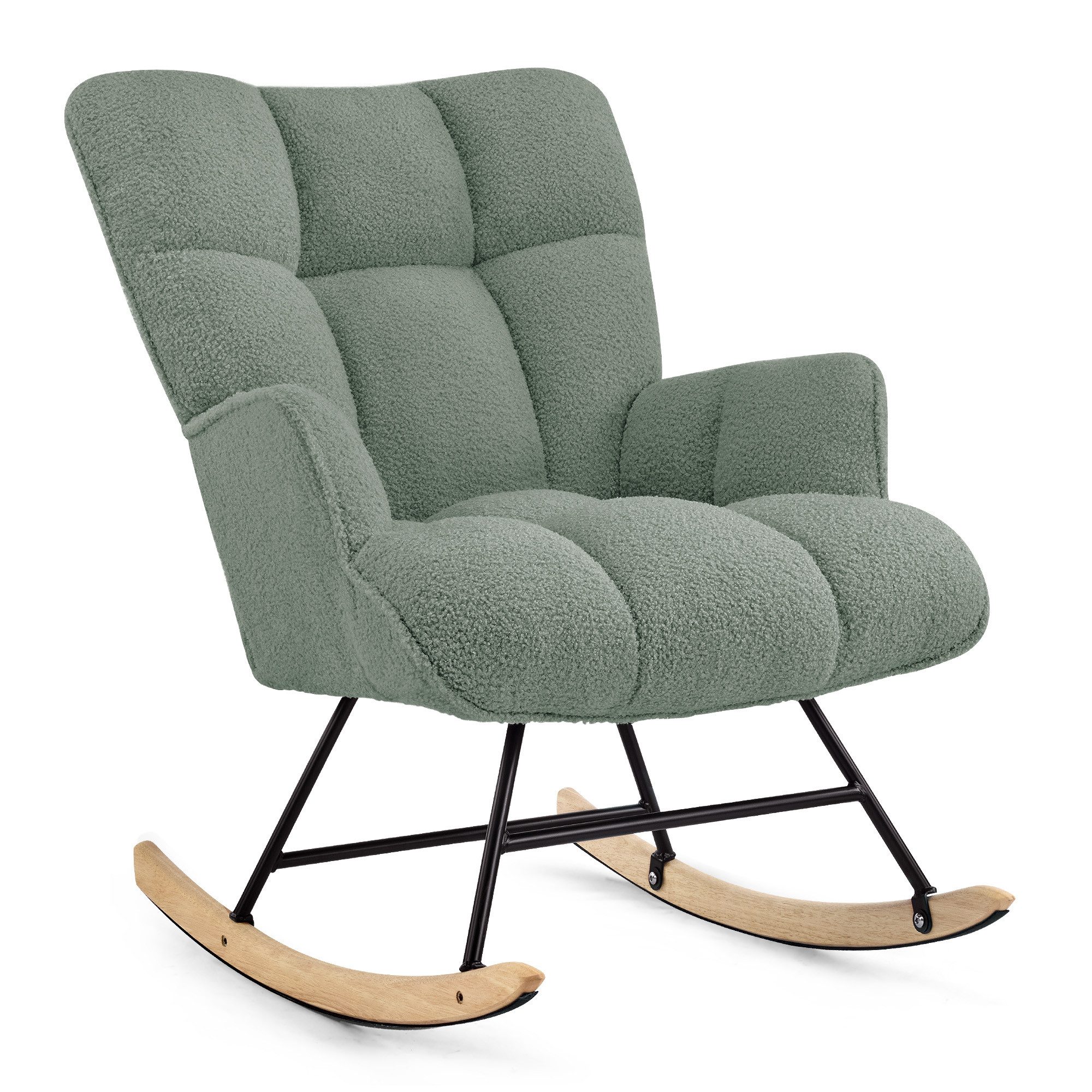 Aunekiv Schaukelstuhl Moderner Relaxsessel & Schaukelsessel in Teddyplüsch-Optik (1 St), perfekt als Stillstuhl & Lesesessel für Wohn- und Babyzimmer