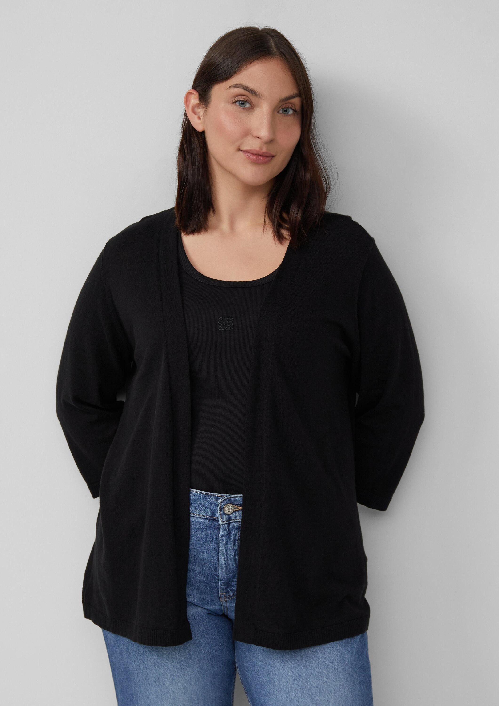 s.Oliver Cardigan Strickjacke Feinstrick-Cardigan aus Baumwolle mit 3/4-Ärm günstig online kaufen