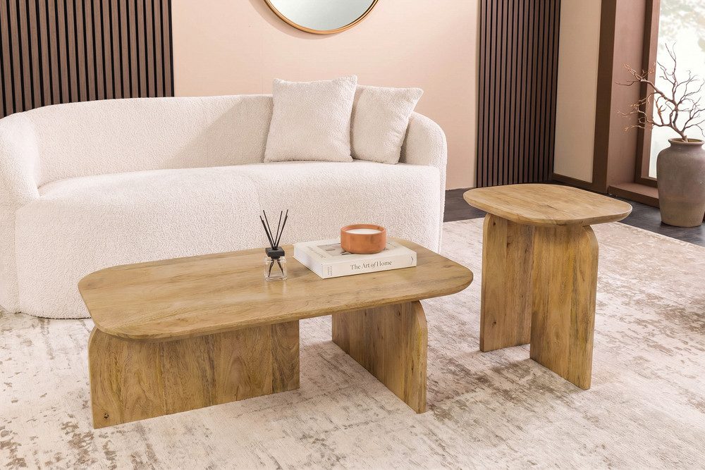 riess-ambiente Couchtisch GATSBY 100cm braun - Mangoholz, honey finish, flexibel, Scandi, Boho (Set, 2-St), Modulare Beistelltische - ideal für Wohn- & Schlafzimmer oder TV-Ecke