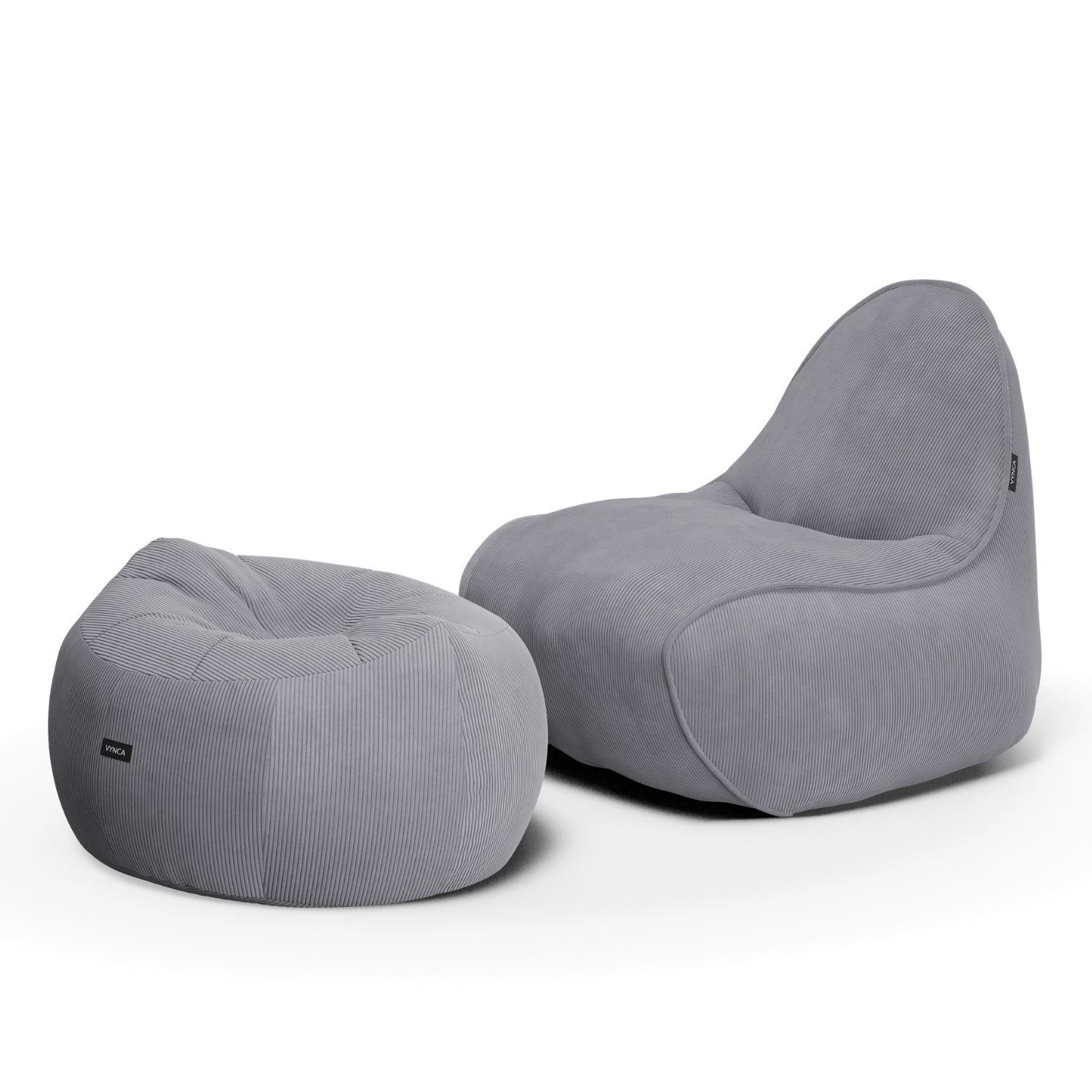 VYNCA Sitzsack Myko x Kyto Set / Cord (Sitzsack), Indoor Sitzsack, Made in Europe, Stoffart Cord Gray | Sitzsäcke