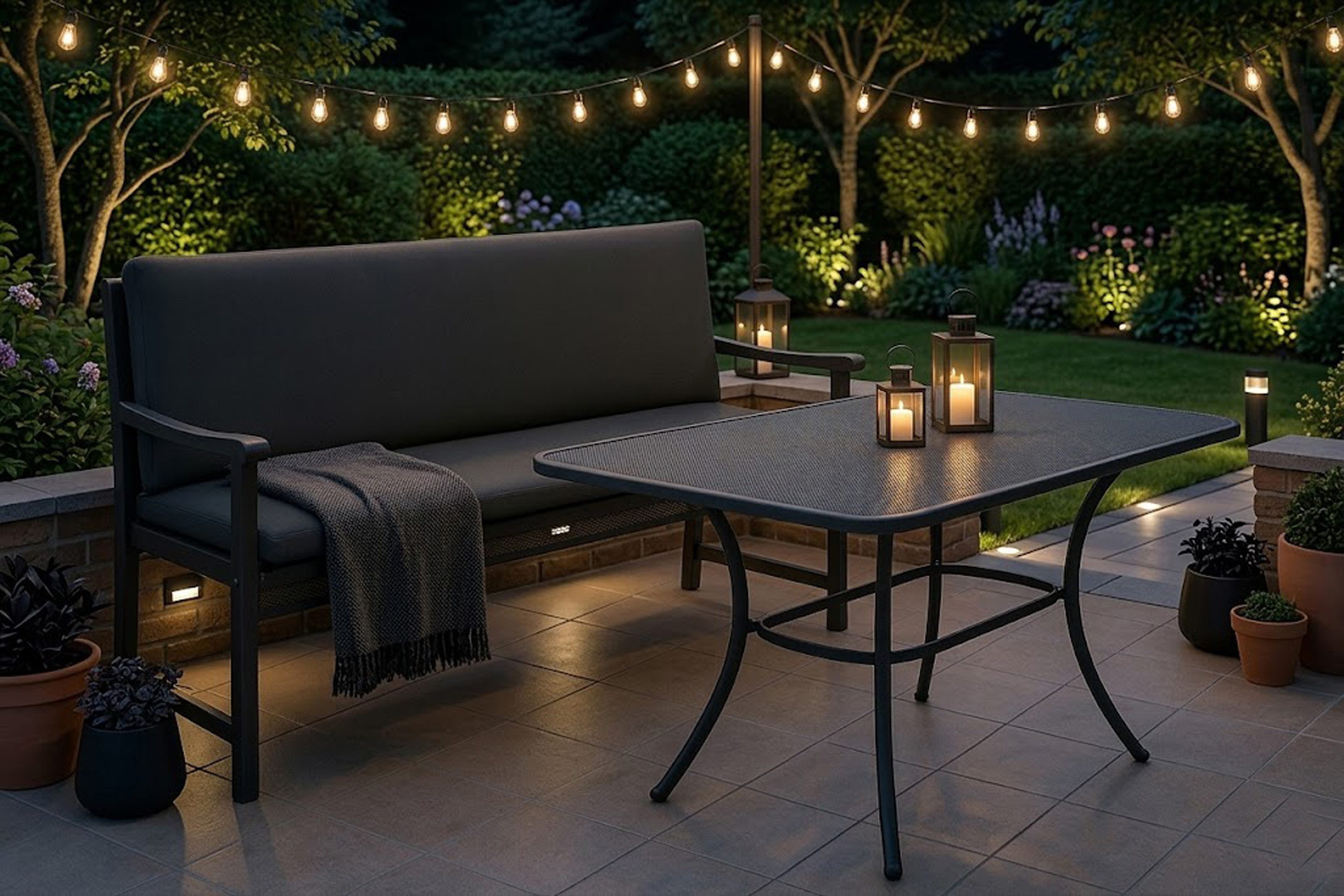 TPFGarden Bankauflage ATLANTA, Polsterauflage - 3-Sitzer Gartenbankauflage - anthrazit - 138x44x44cm