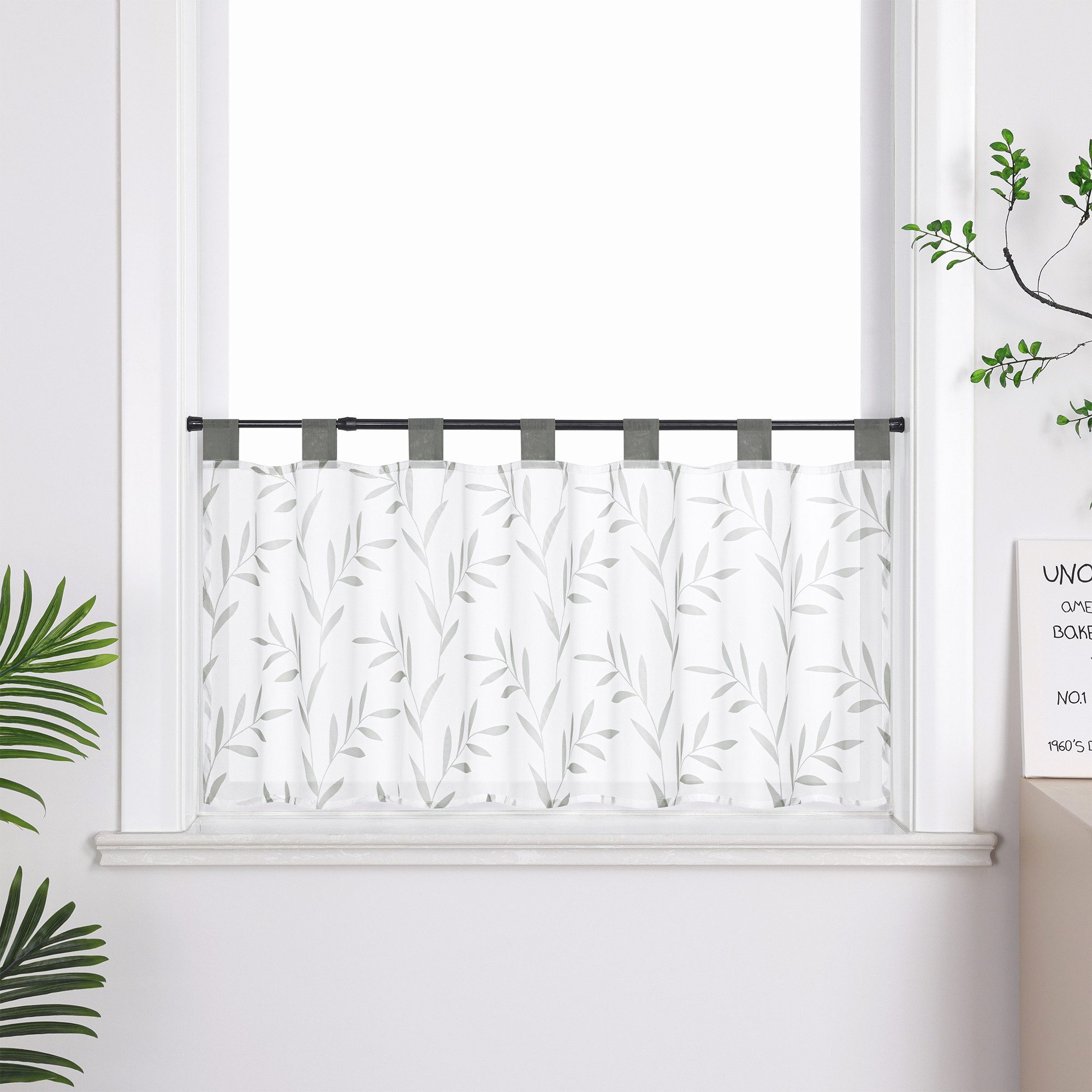 Delien Scheibengardine Celilie (1 St), Schlaufen, transparent, Voile mit Bl günstig online kaufen