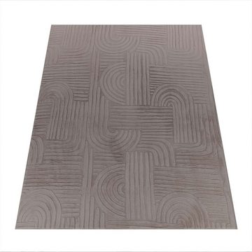 Teppich Taipe-Onda Hasenfell extra weich Hoch-Tief-Struktur, TaraCarpet, rechteckig, Höhe: 13 mm, Hasenfell Fliese grau Wohnzimmer Schlafzimmer Esszimmer 60X110