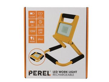 PEREL Baustrahler, LED fest integriert, Neutralweiß, 2x Akku LED Arbeits Bau-Leuchten Werkstatt-Lampen Handlampen IP 44 10W