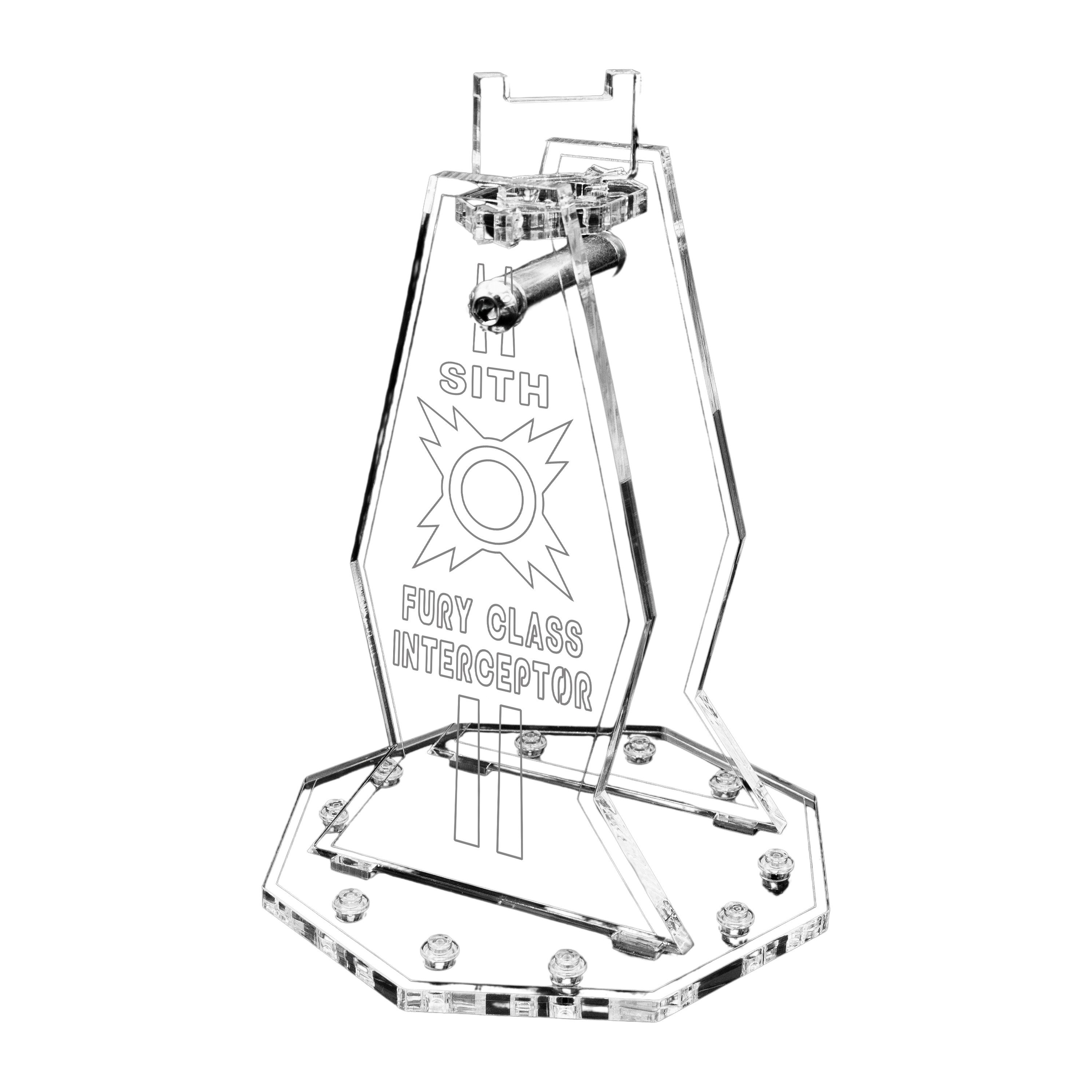 AREA17 Standfuß Acryl Display Stand für LEGO 9500 Sith Fury class Interceptor (verschiedene Winkel und Positionen einstellbar, zum selbst zusammenbauen), 100% Made in Germany