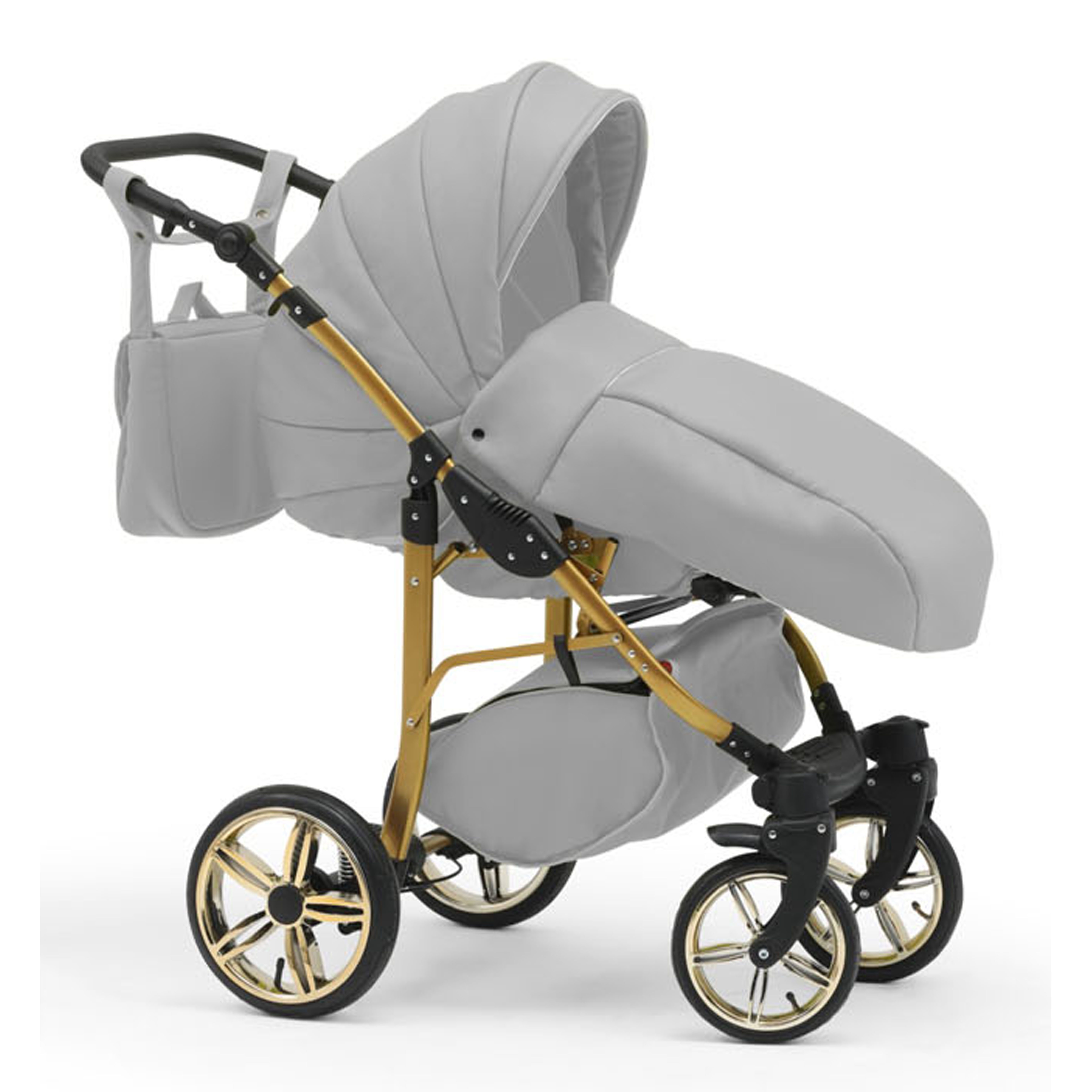 BabyMerc Kombi-Kinderwagen Neo Gold 4 in 1 inkl. Sportsitz, Autositz und Zubehör in 22 Farben