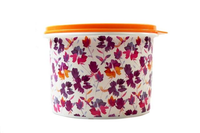 Tupperware Vorratsdose “Bingo 1,1 L weiß lila “Blumenmuster” + SPÜLTUCH”