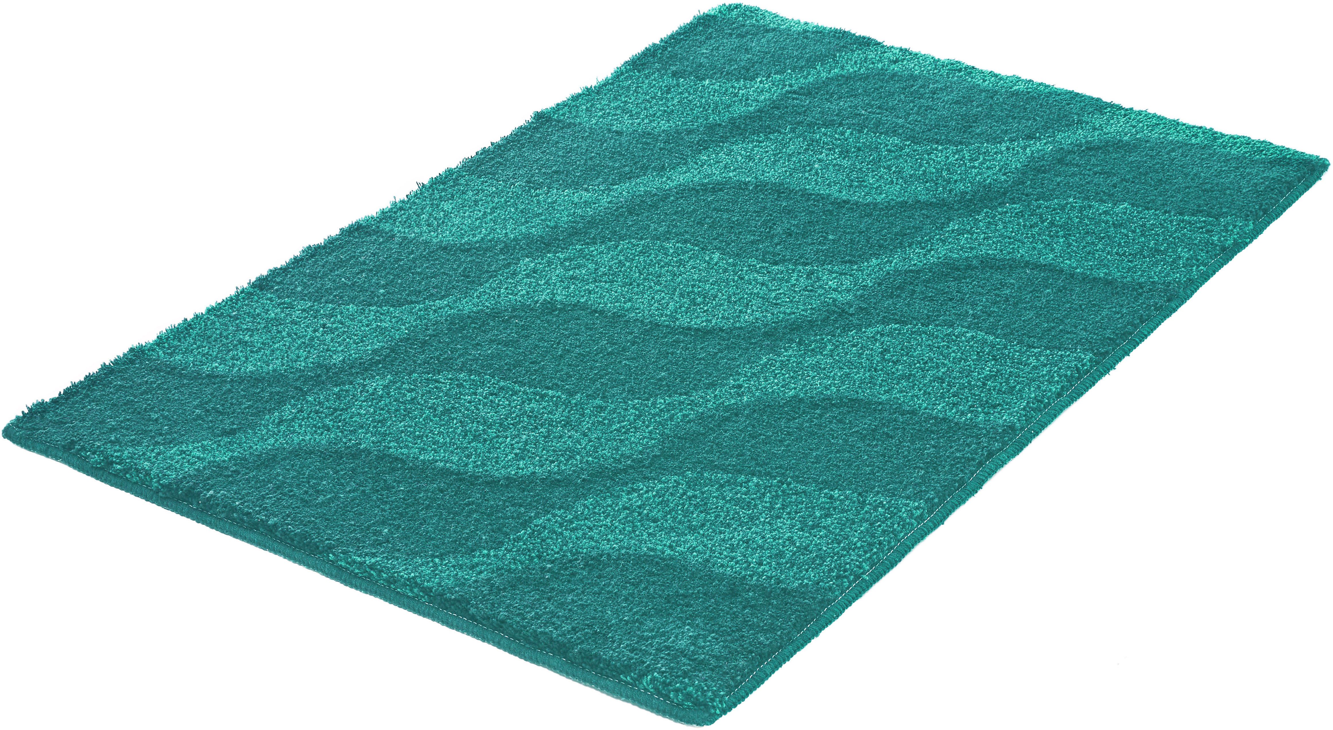 Kleine Wolke Badematte »Onda«, Badvorleger, Badezimmer Teppich, Höhe 15 mm, rutschhemmend beschichtet, fußbodenheizungsgeeignet, Polyacryl, rechteckig, Badteppich, modernes Ton in Ton Wellendesign, flauschig