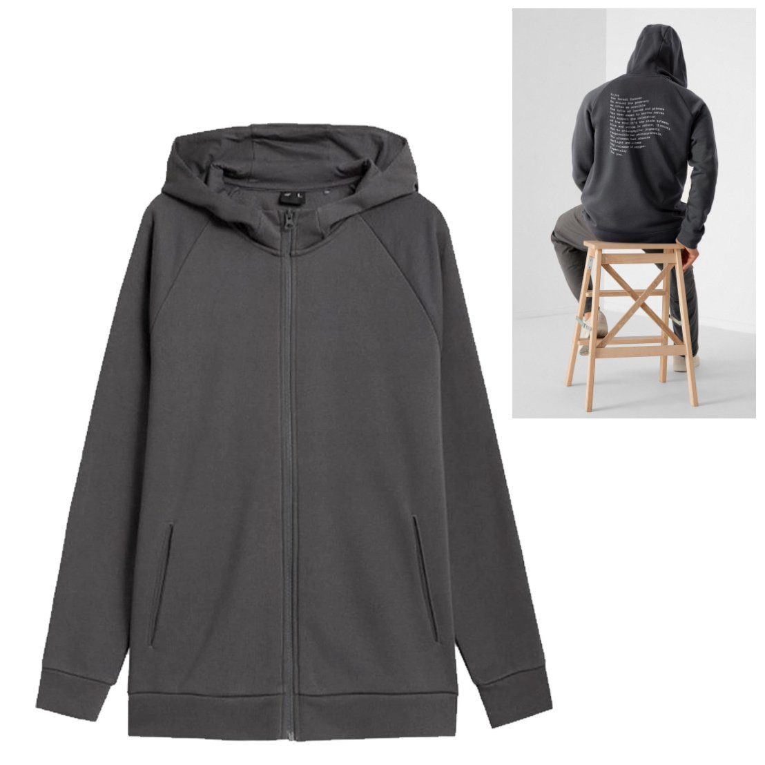 4F Trekkingjacke Outhorn - Herren Sweat Zip Hoody - Sweatjacke, grau