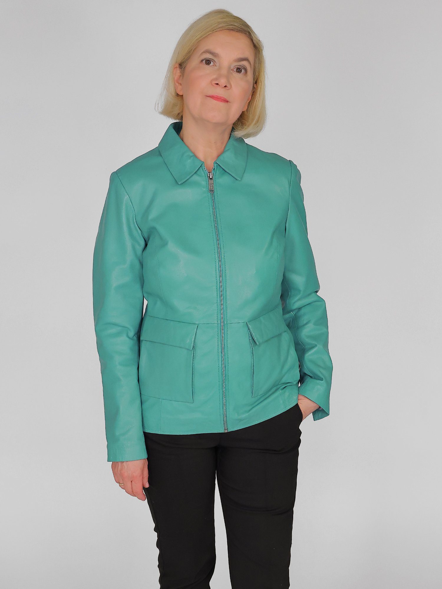 JCC Lederjacke 3102222 deep turquoise