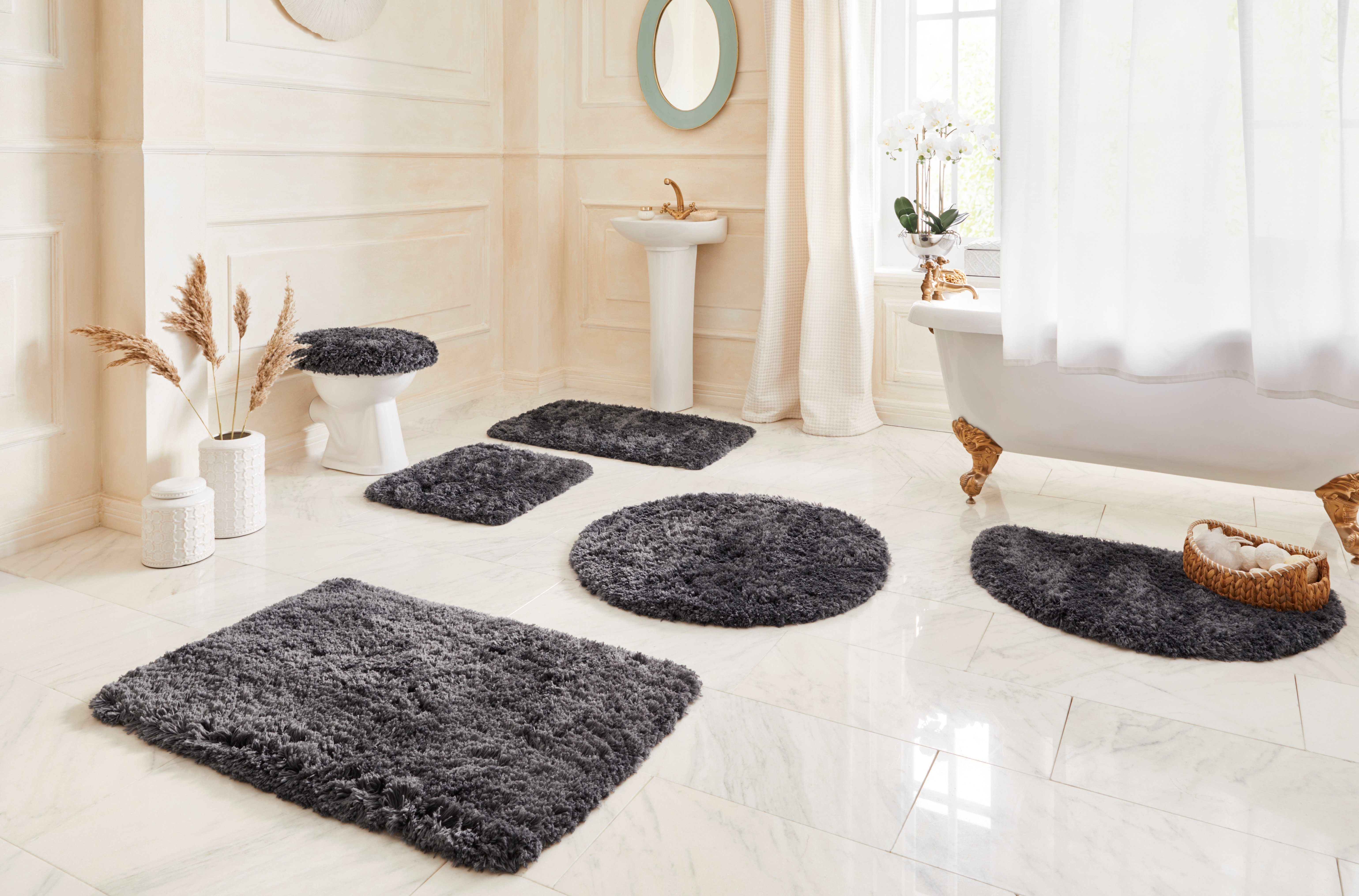 OTTO home Badematte Micro exclusiv, Badvorleger, Badezimmer Teppich, Höhe 55 mm, rutschhemmend beschichtet, fußbodenheizungsgeeignet, schnell trocknend, strapazierfähig, Polyester, rechteckig, Badteppich, Badematten auch als 3 teiliges Set & rund erhältlich