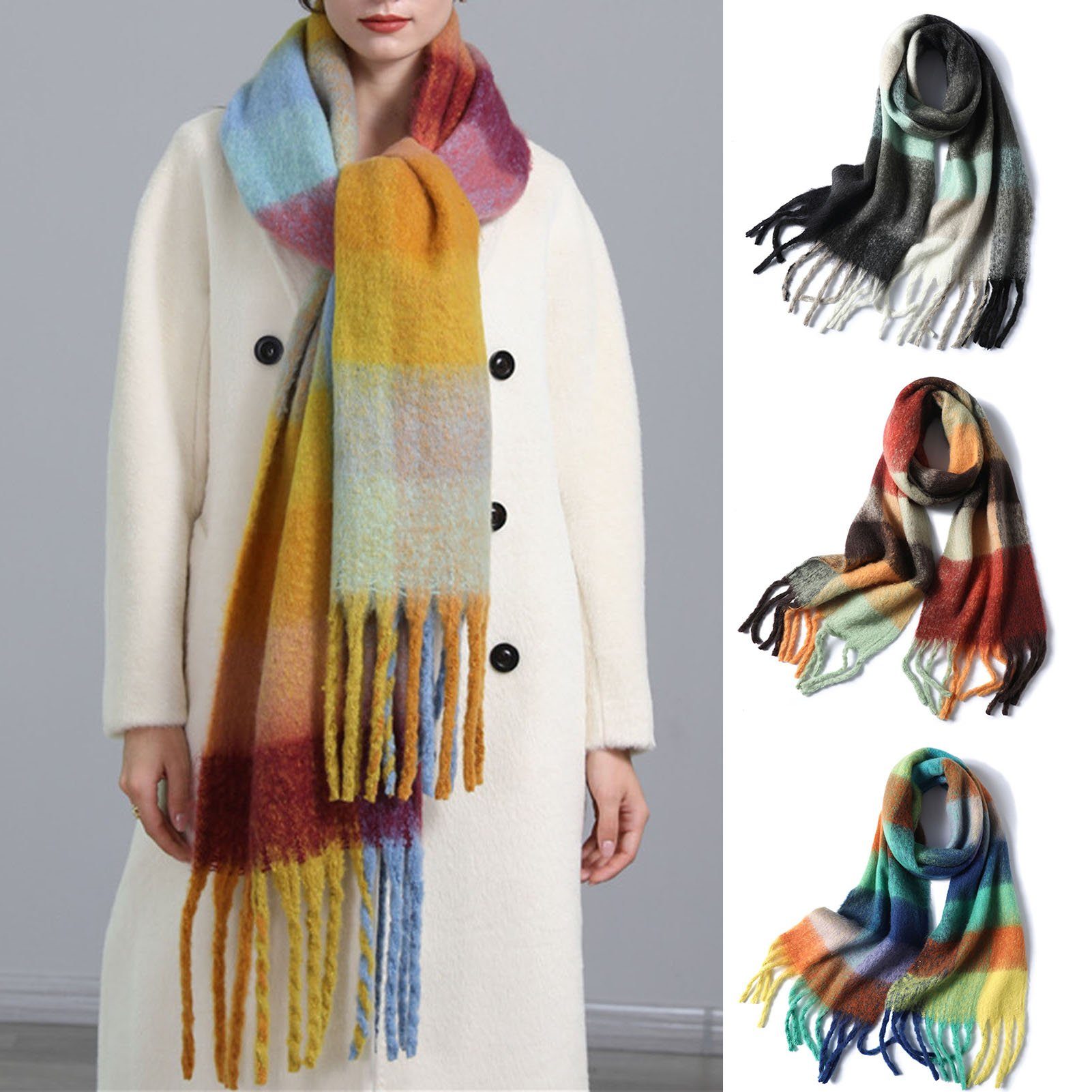 fulaide Modeschal »Damen Schal,Kariert Quadratisch,Deckenschal,Lange Schals  für den Außenbereich«, Lebendige Farbe, weich, atmungsaktiv online kaufen |  OTTO