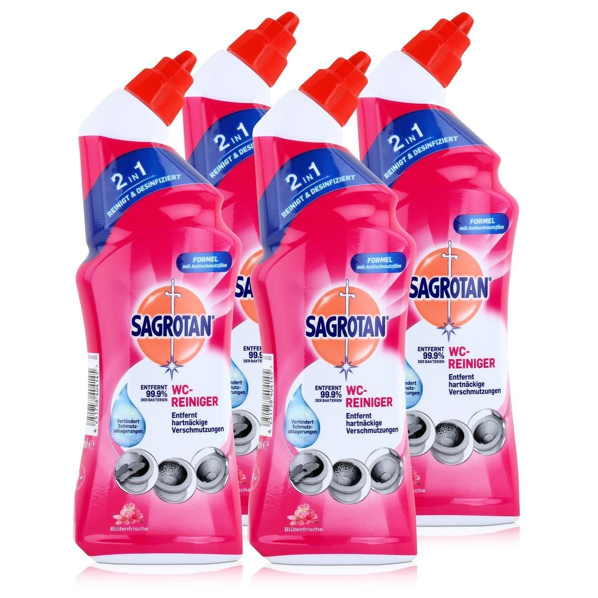 Sagrotan WC-Reiniger Blütenfrische 750ml - WC-Frische (4er Pack) WC-Reiniger