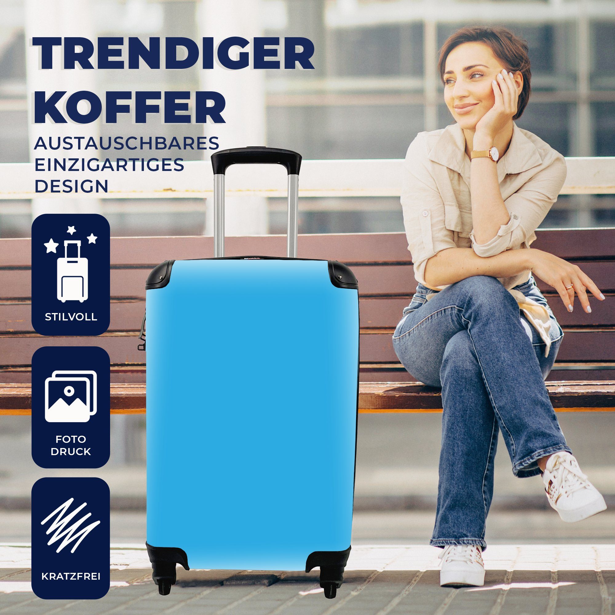 - Blau Reisetasche Handgepäckkoffer mit Licht Handgepäck Farben, für 4 Ferien, MuchoWow - rollen, Reisekoffer Trolley, Rollen,