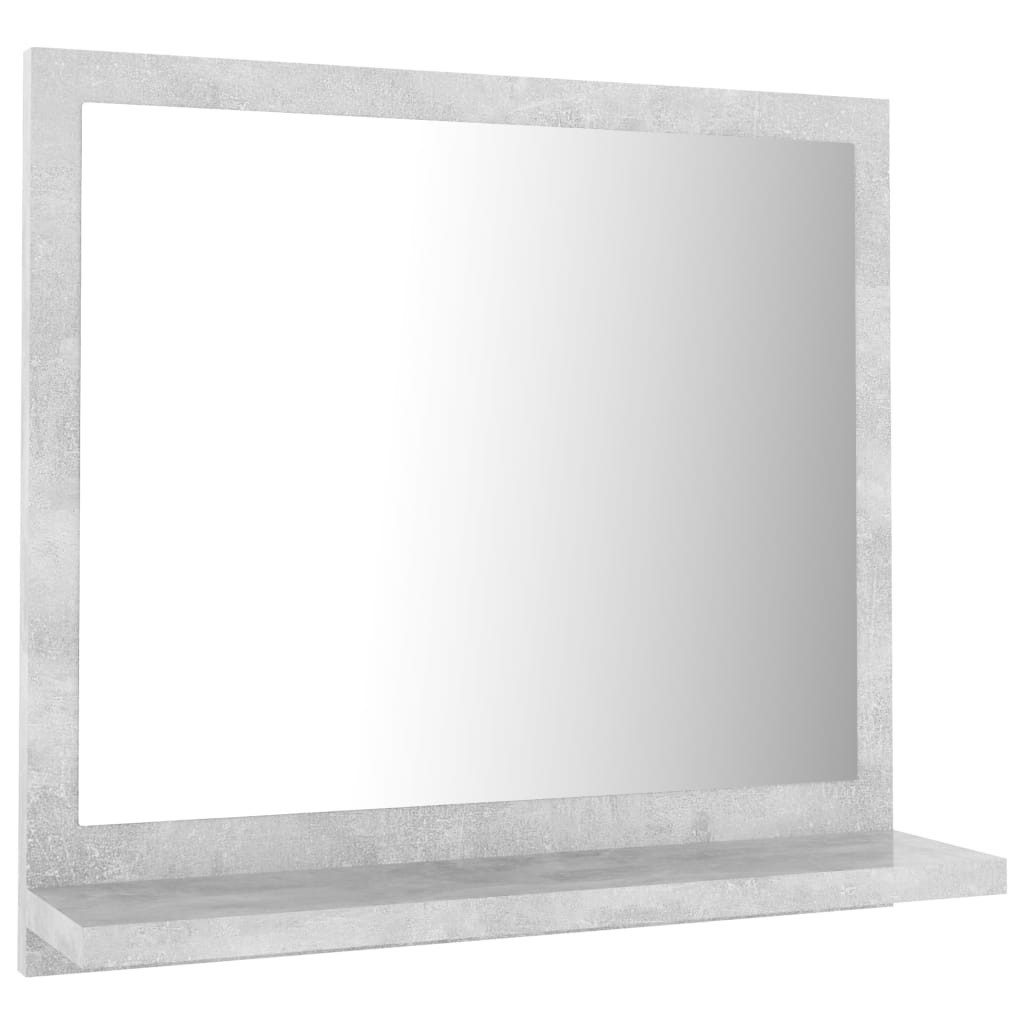 furnicato Wandspiegel Moderner Badspiegel mit Regal 40 x 10,5 x 37 cm Betongrau (1-St), Wandspiegel aus Massivholz mit Ablage für Toilettenartikel im Bad
